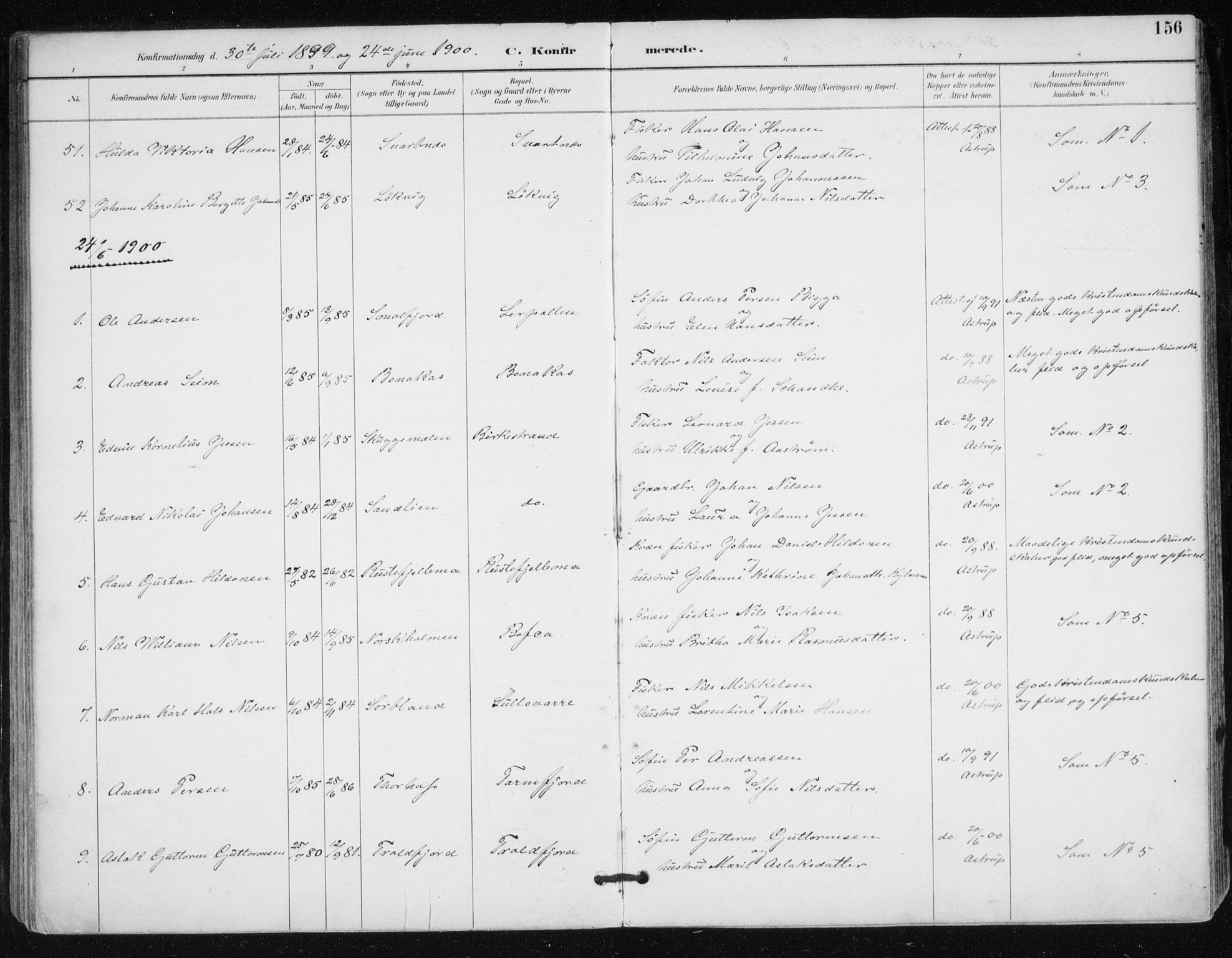 Tana sokneprestkontor, SATØ/S-1334/H/Ha/L0005kirke: Parish register (official) no. 5, 1891-1903, p. 156