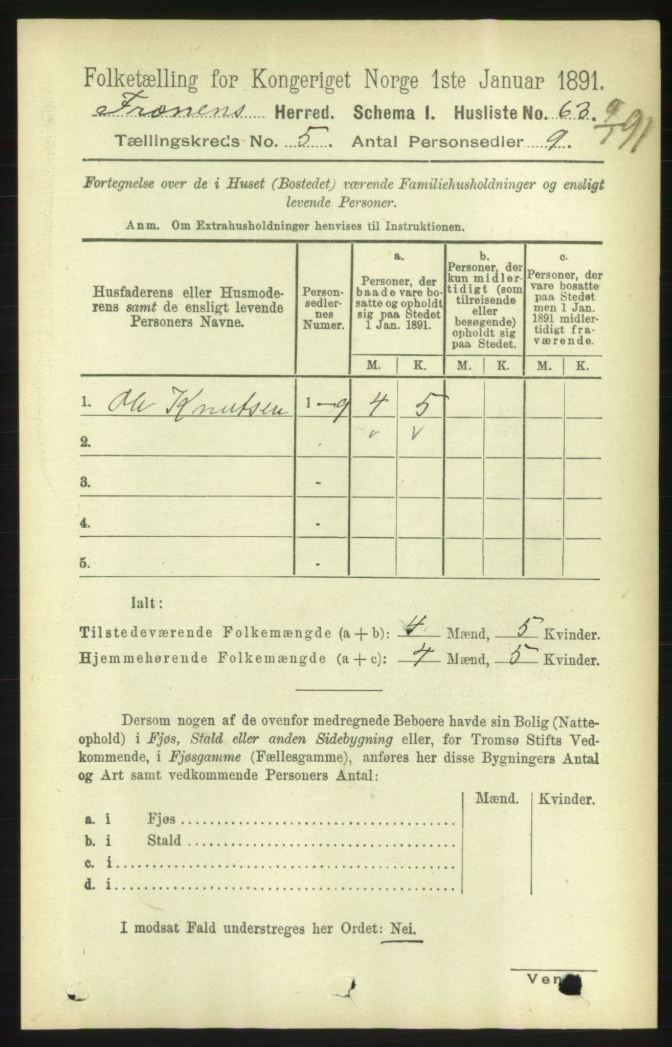 RA, 1891 census for 1548 Fræna, 1891, p. 1332