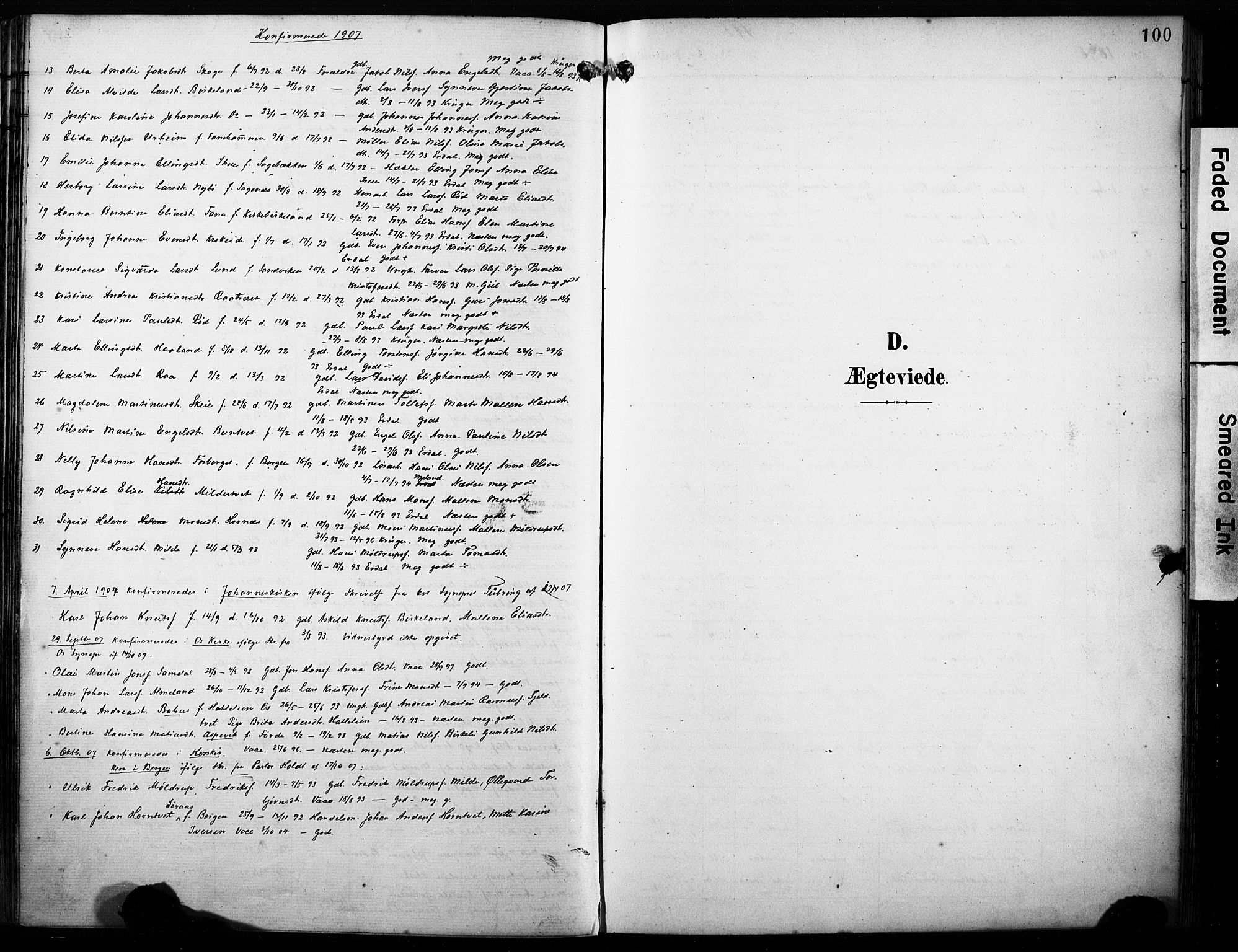 Fana Sokneprestembete, AV/SAB-A-75101/H/Haa/Haab/L0003: Parish register (official) no. B 3, 1898-1907, p. 100