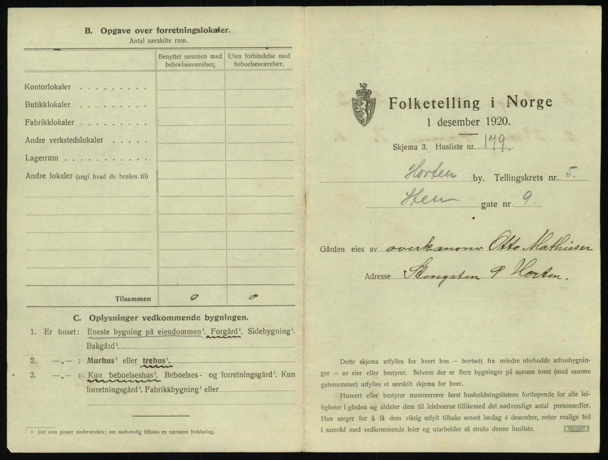 SAKO, 1920 census for Horten, 1920, p. 1901