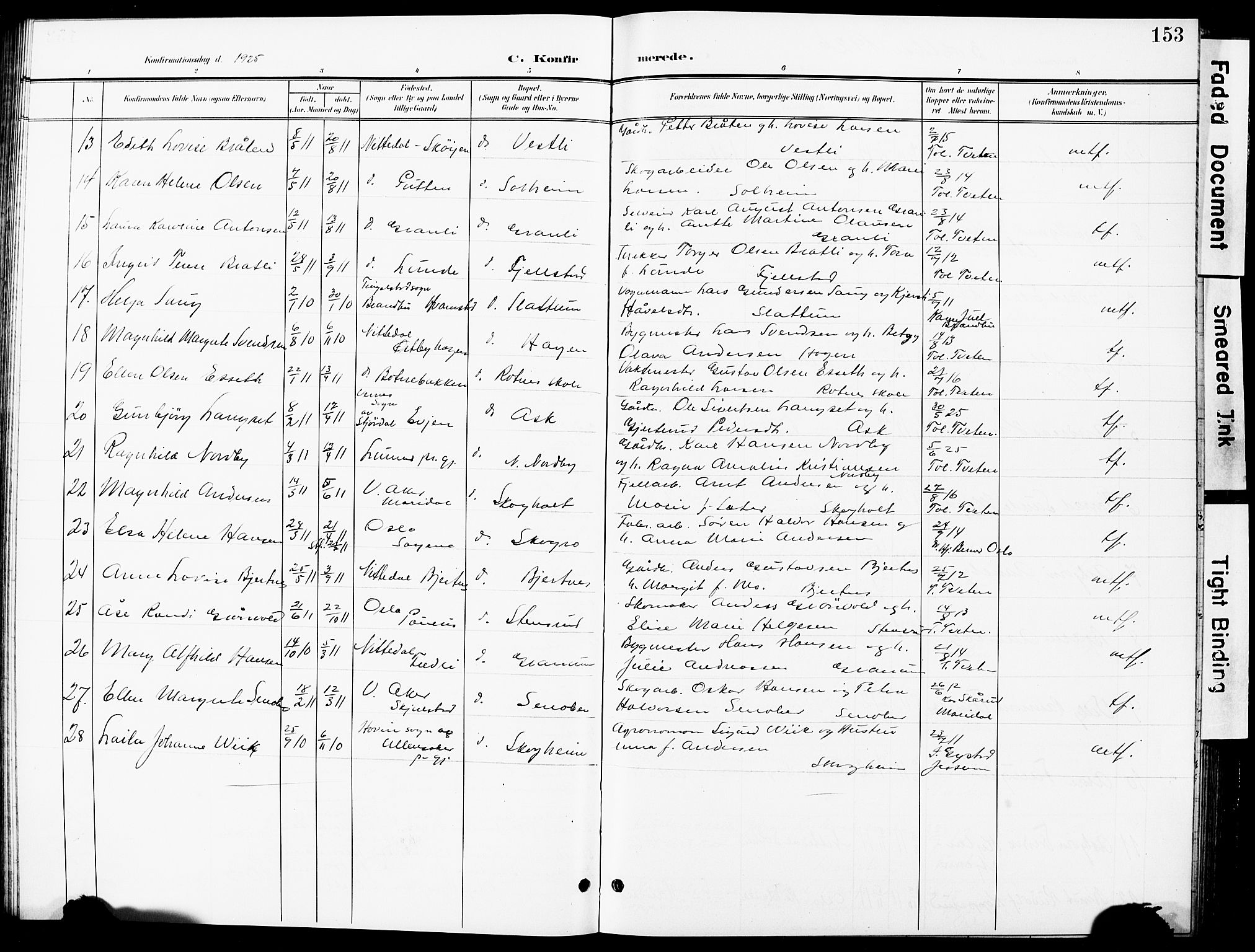 Nittedal prestekontor Kirkebøker, SAO/A-10365a/G/Ga/L0003: Parish register (copy) no. I 3, 1902-1929, p. 153