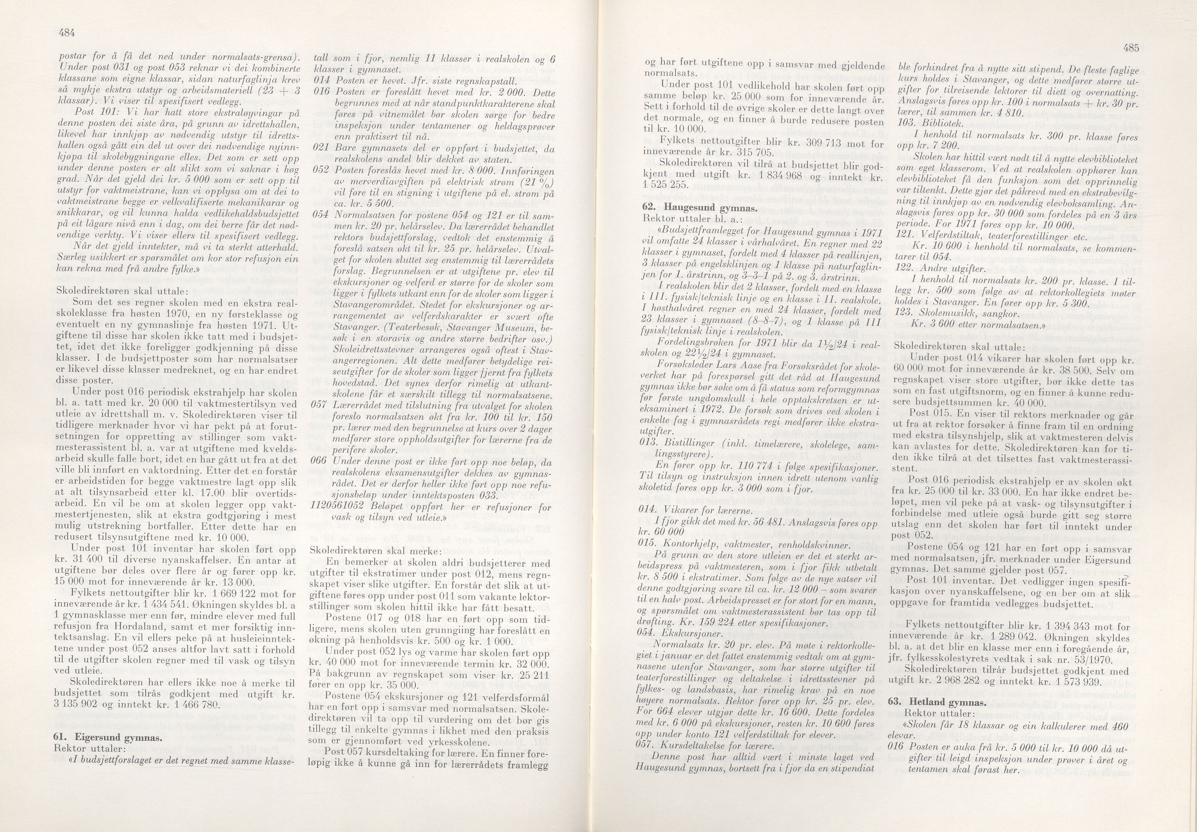 Rogaland fylkeskommune - Fylkesrådmannen , IKAR/A-900/A/Aa/Aaa/L0090: Møtebok , 1970, p. 484-485