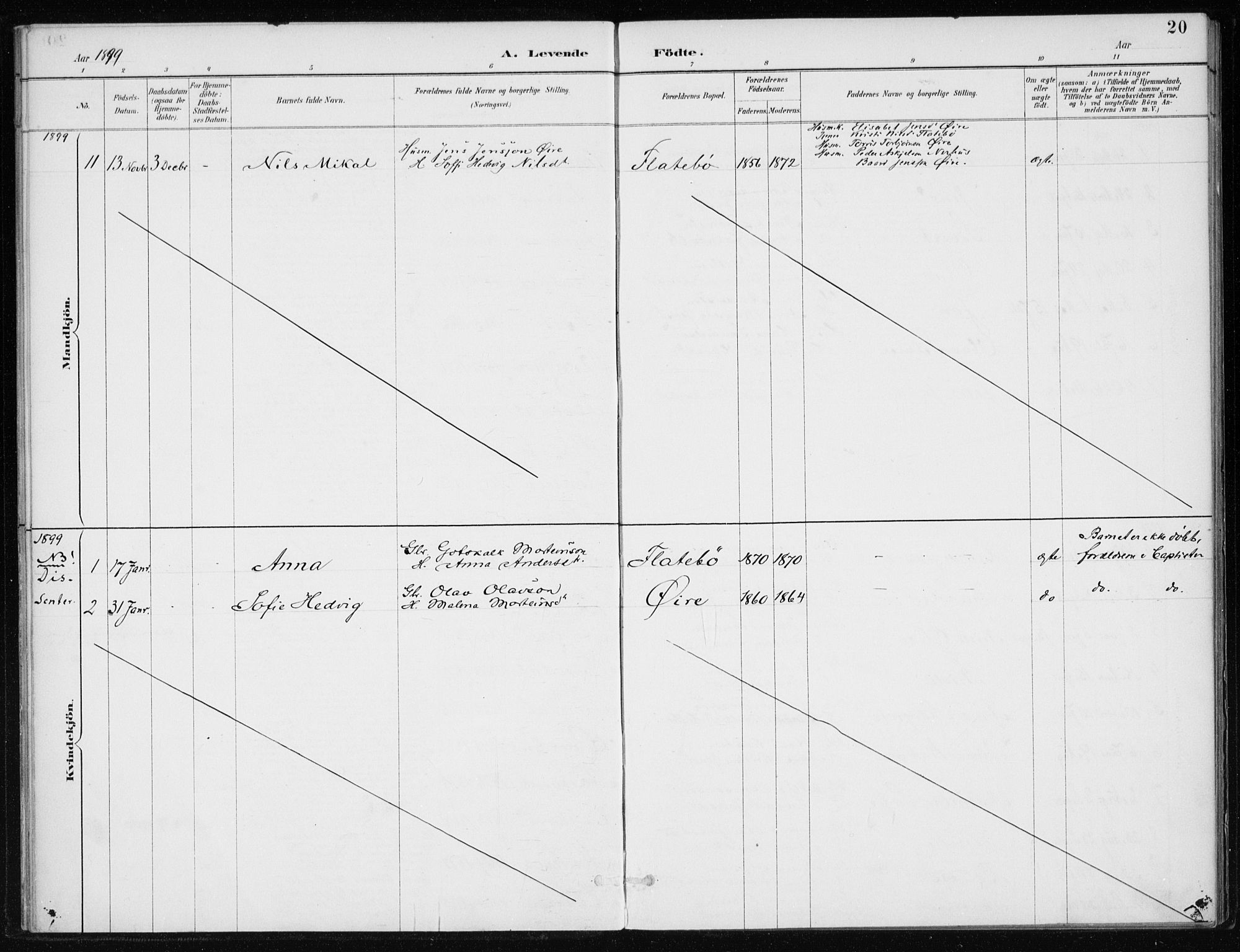 Kvinnherad sokneprestembete, SAB/A-76401/H/Haa: Parish register (official) no. F 1, 1887-1912, p. 20