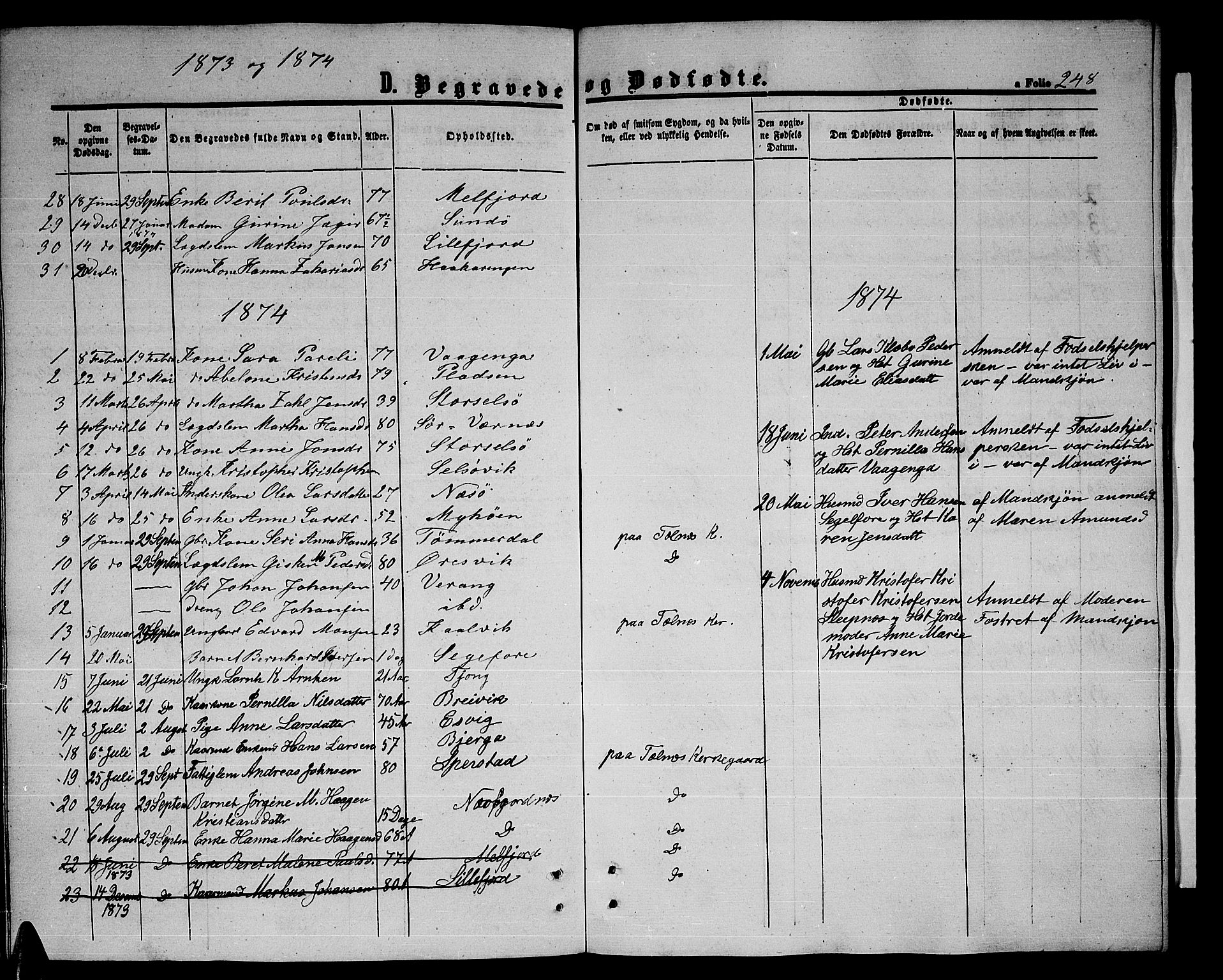 Ministerialprotokoller, klokkerbøker og fødselsregistre - Nordland, SAT/A-1459/841/L0619: Parish register (copy) no. 841C03, 1856-1876, p. 248