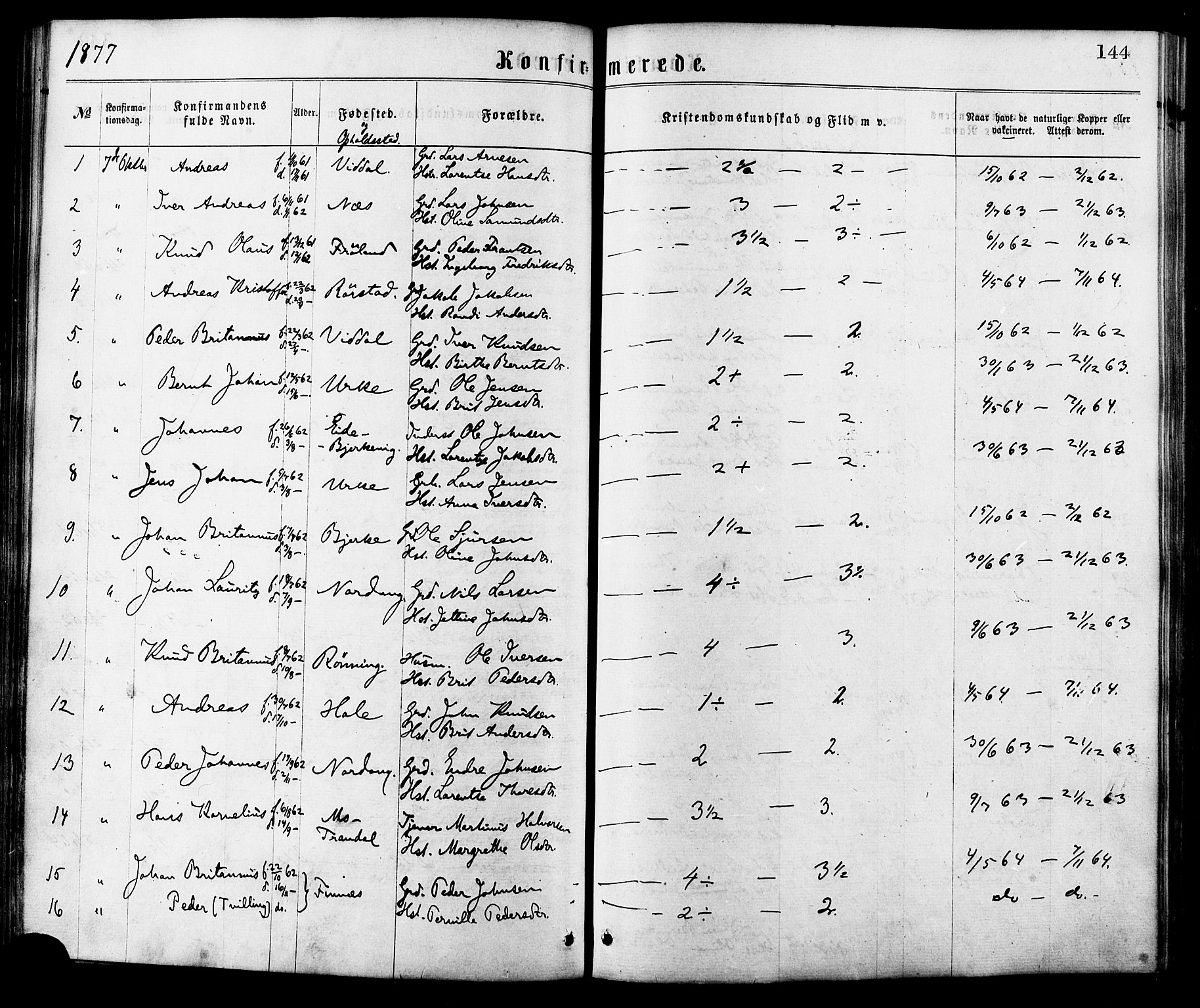Ministerialprotokoller, klokkerbøker og fødselsregistre - Møre og Romsdal, SAT/A-1454/515/L0210: Parish register (official) no. 515A06, 1868-1885, p. 144