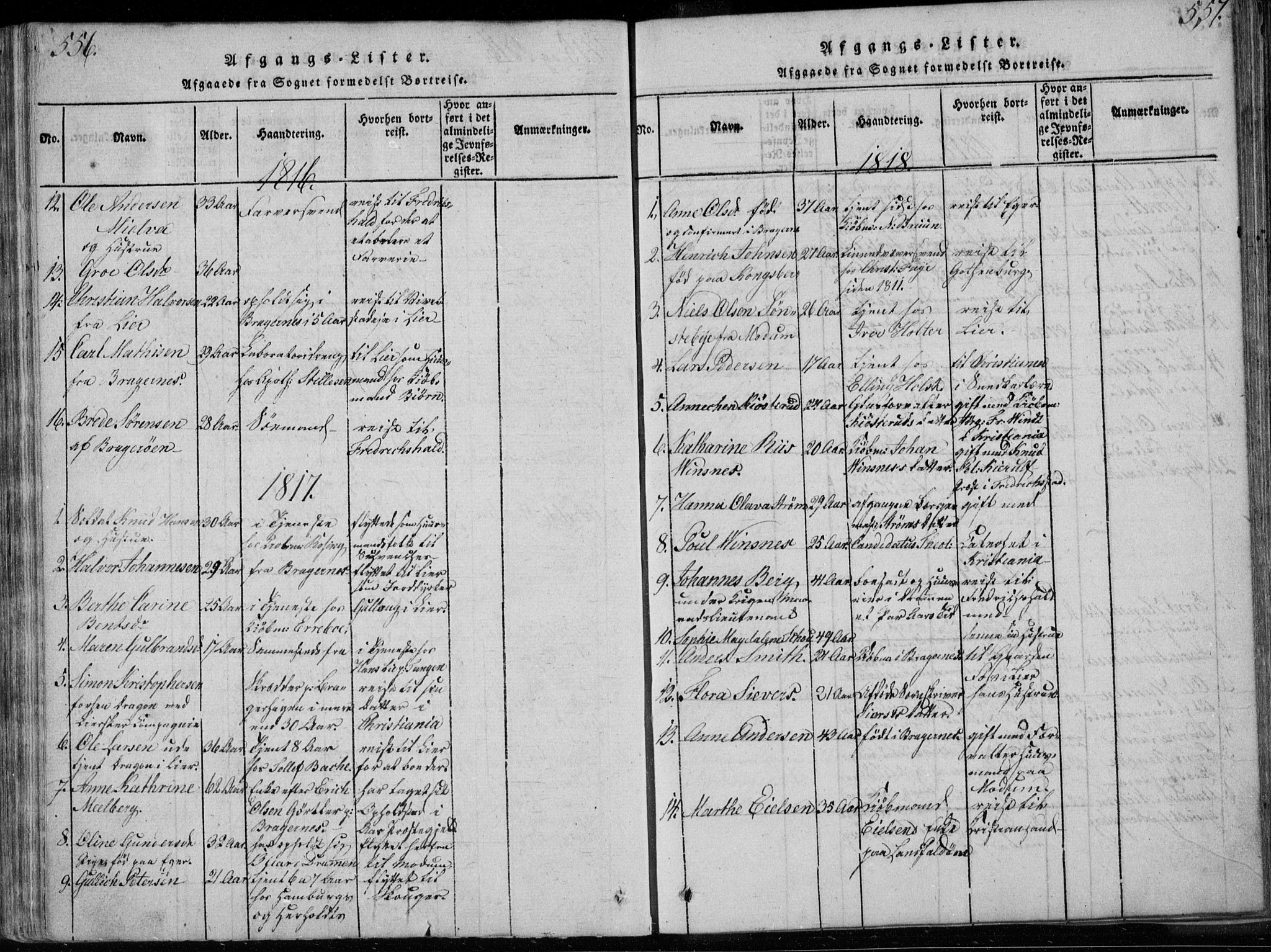 Bragernes kirkebøker, SAKO/A-6/F/Fa/L0007: Parish register (official) no. I 7, 1815-1829, p. 556-557
