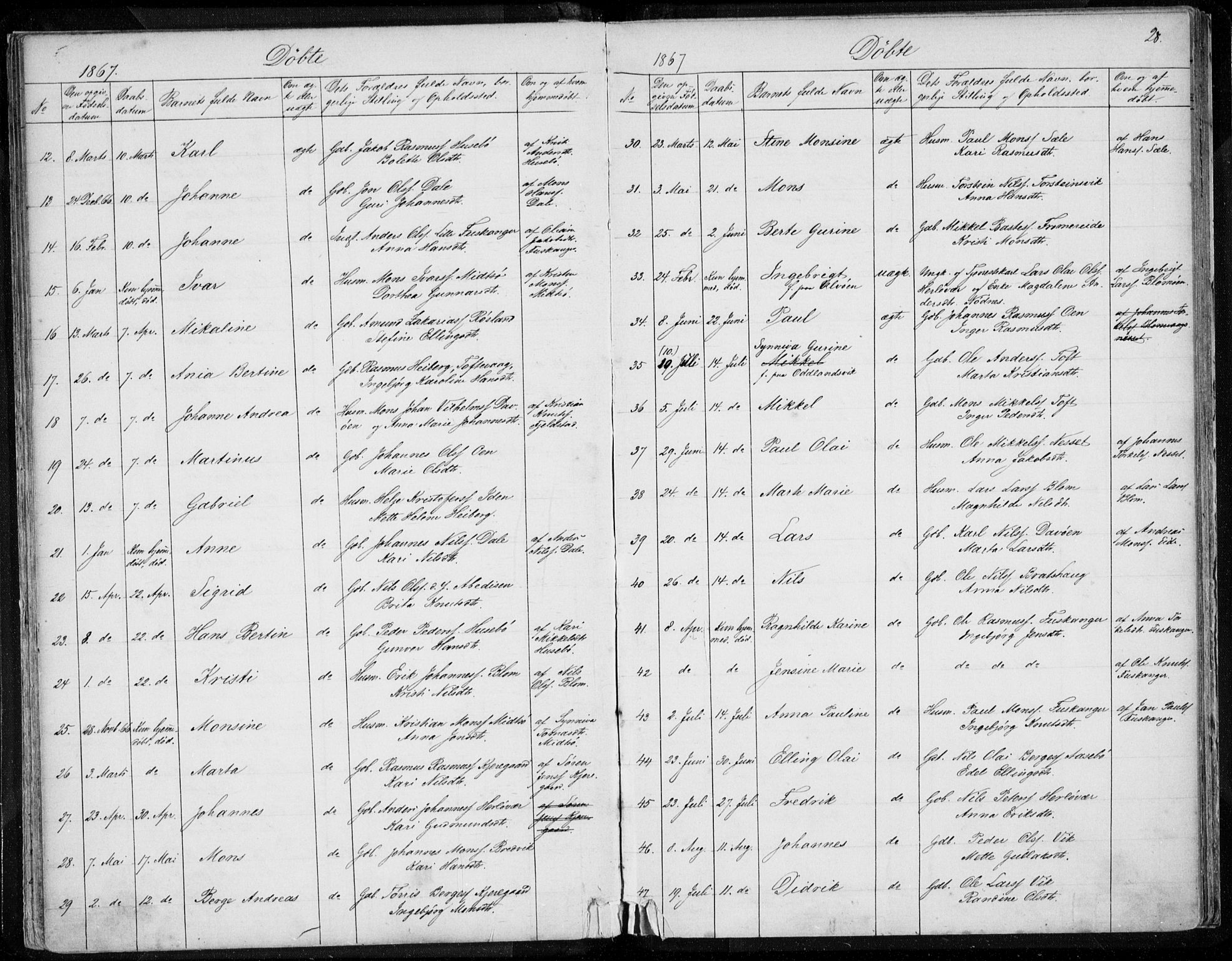 Herdla Sokneprestembete, SAB/A-75701/H/Haa: Parish register (official) no. A 1, 1855-1869, p. 28