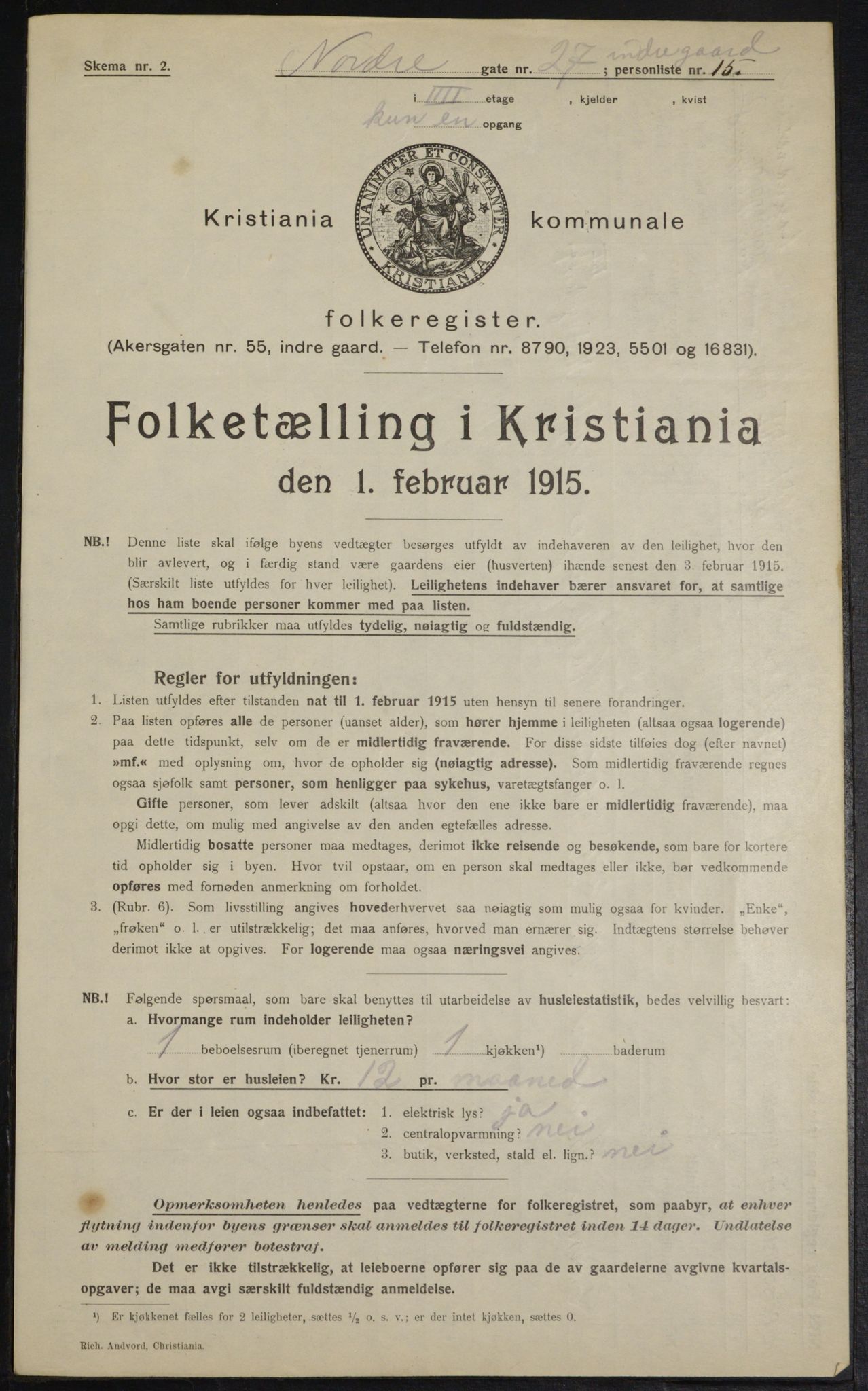 OBA, Municipal Census 1915 for Kristiania, 1915, p. 72737