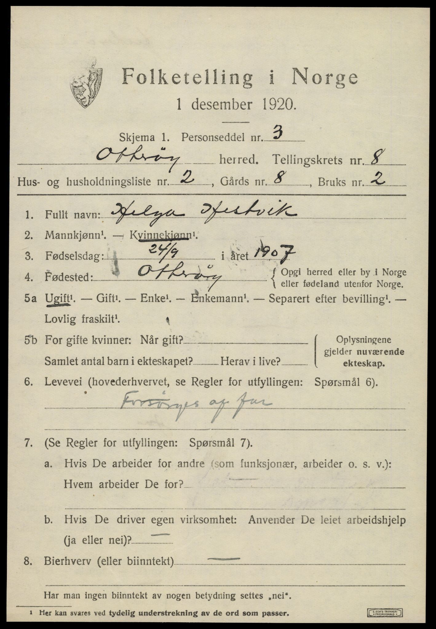 SAT, 1920 census for Otterøy, 1920, p. 2941