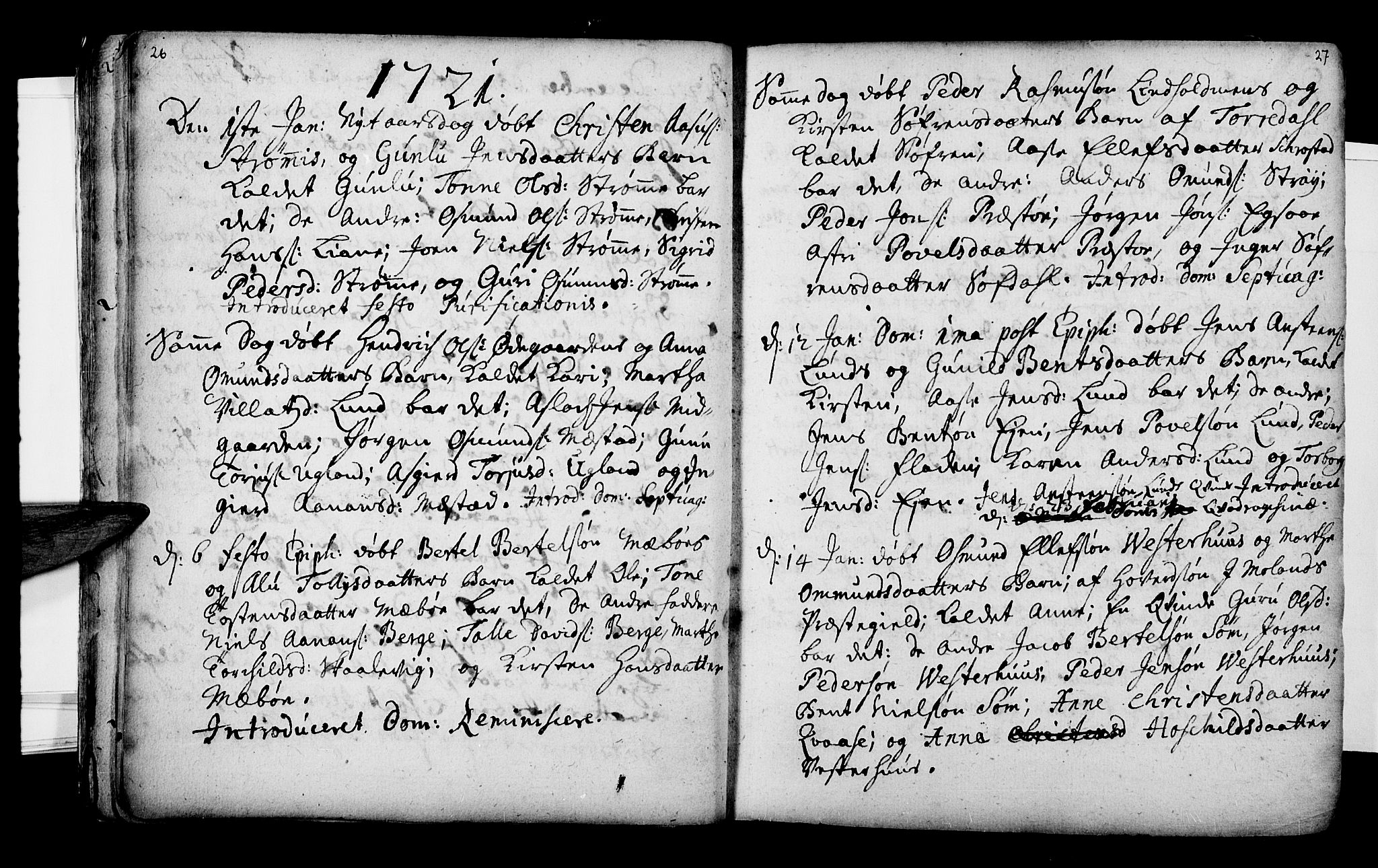 Oddernes sokneprestkontor, AV/SAK-1111-0033/F/Fa/Faa/L0002: Parish register (official) no. A 2, 1719-1764, p. 26-27