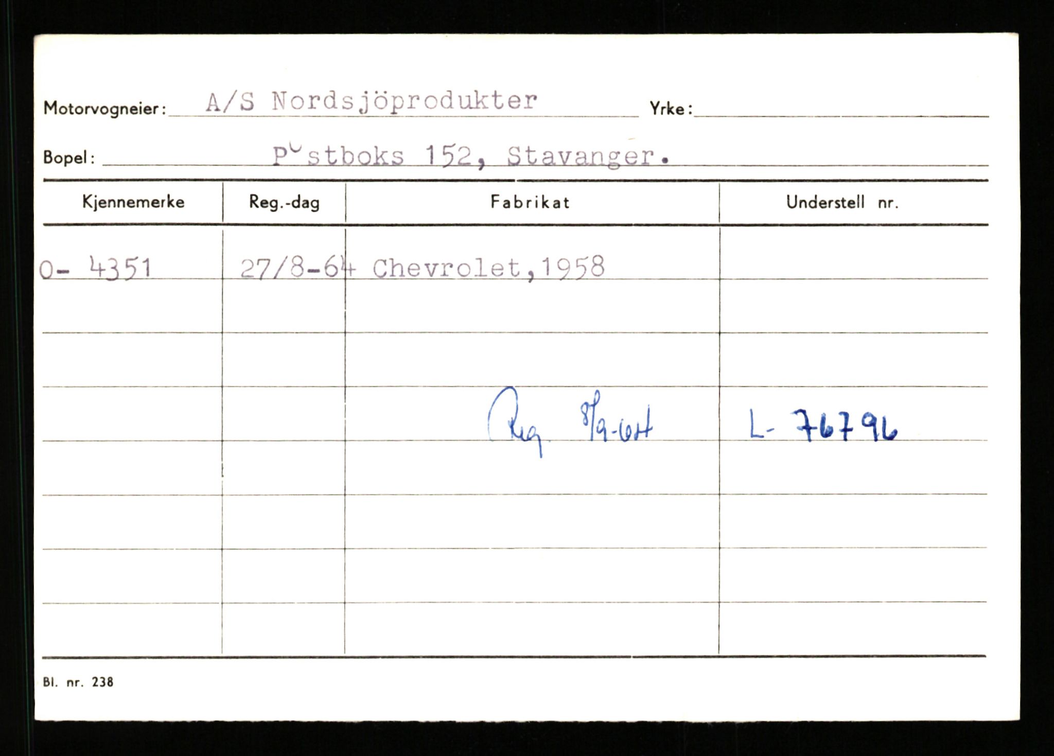 Stavanger trafikkstasjon, SAST/A-101942/0/G/L0001: Registreringsnummer: 0 - 5782, 1930-1971, p. 2669