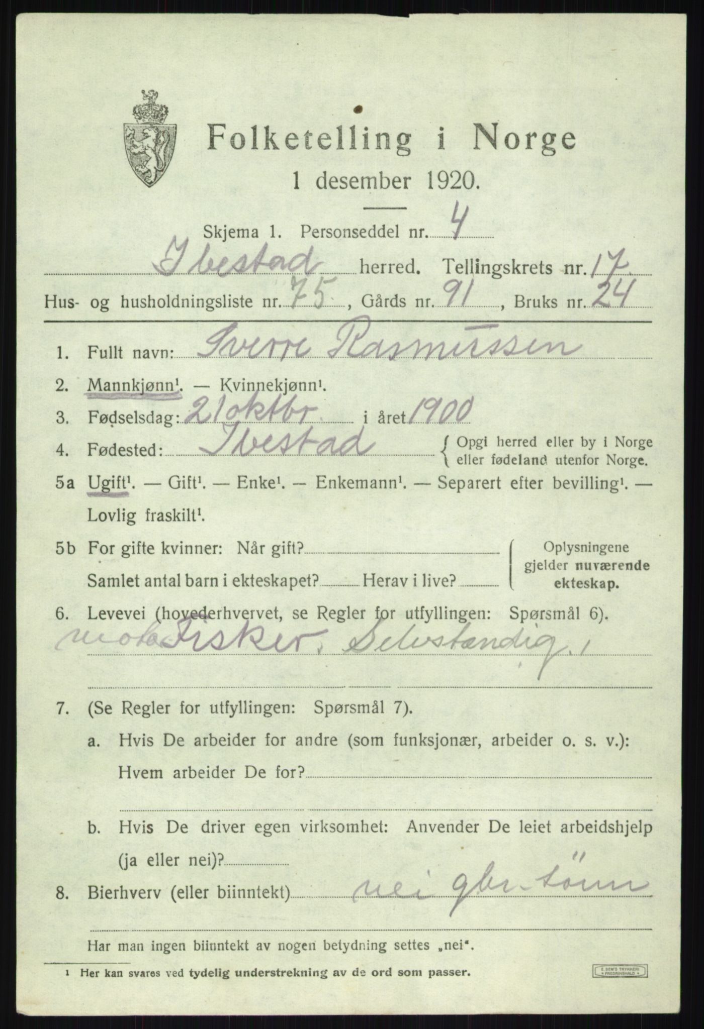 SATØ, 1920 census for Ibestad, 1920, p. 9649