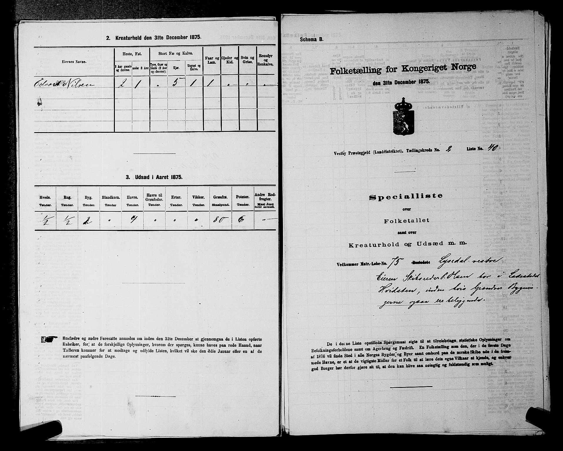 RA, 1875 census for 0211L Vestby/Vestby, Garder og Såner, 1875, p. 222