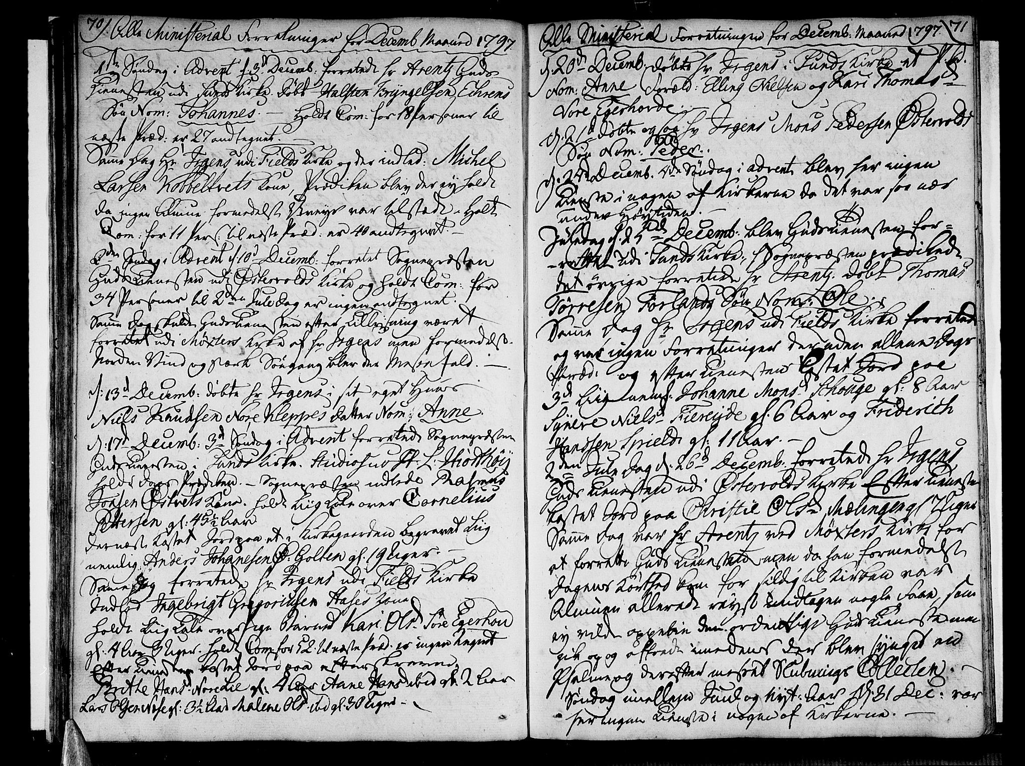 Sund sokneprestembete, AV/SAB-A-99930: Parish register (official) no. A 7, 1796-1815, p. 70-71