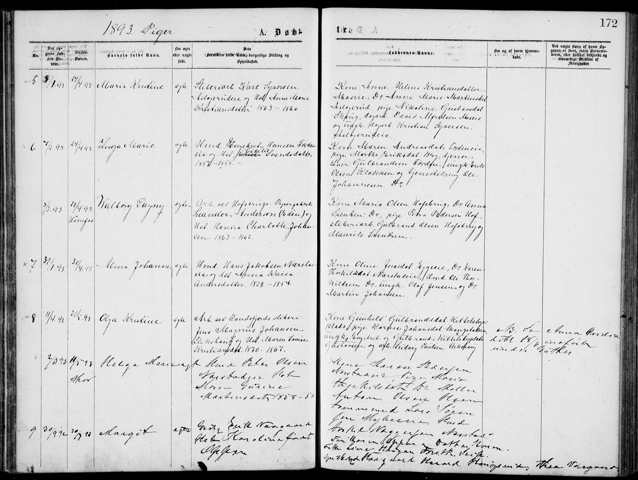 Norderhov kirkebøker, SAKO/A-237/G/Gb/L0001: Parish register (copy) no. II 1, 1876-1899, p. 172