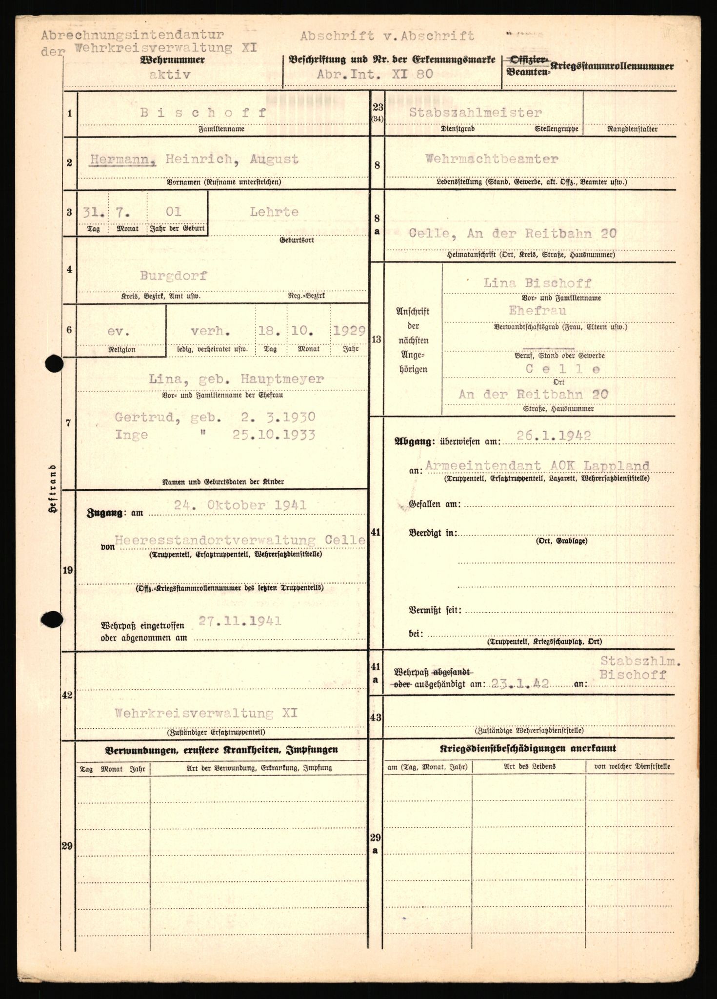 Forsvarets Overkommando. 2 kontor. Arkiv 11.4. Spredte tyske arkivsaker, AV/RA-RAFA-7031/D/Dar/Dara/L0018: Personalbøker, 1940-1945, p. 74