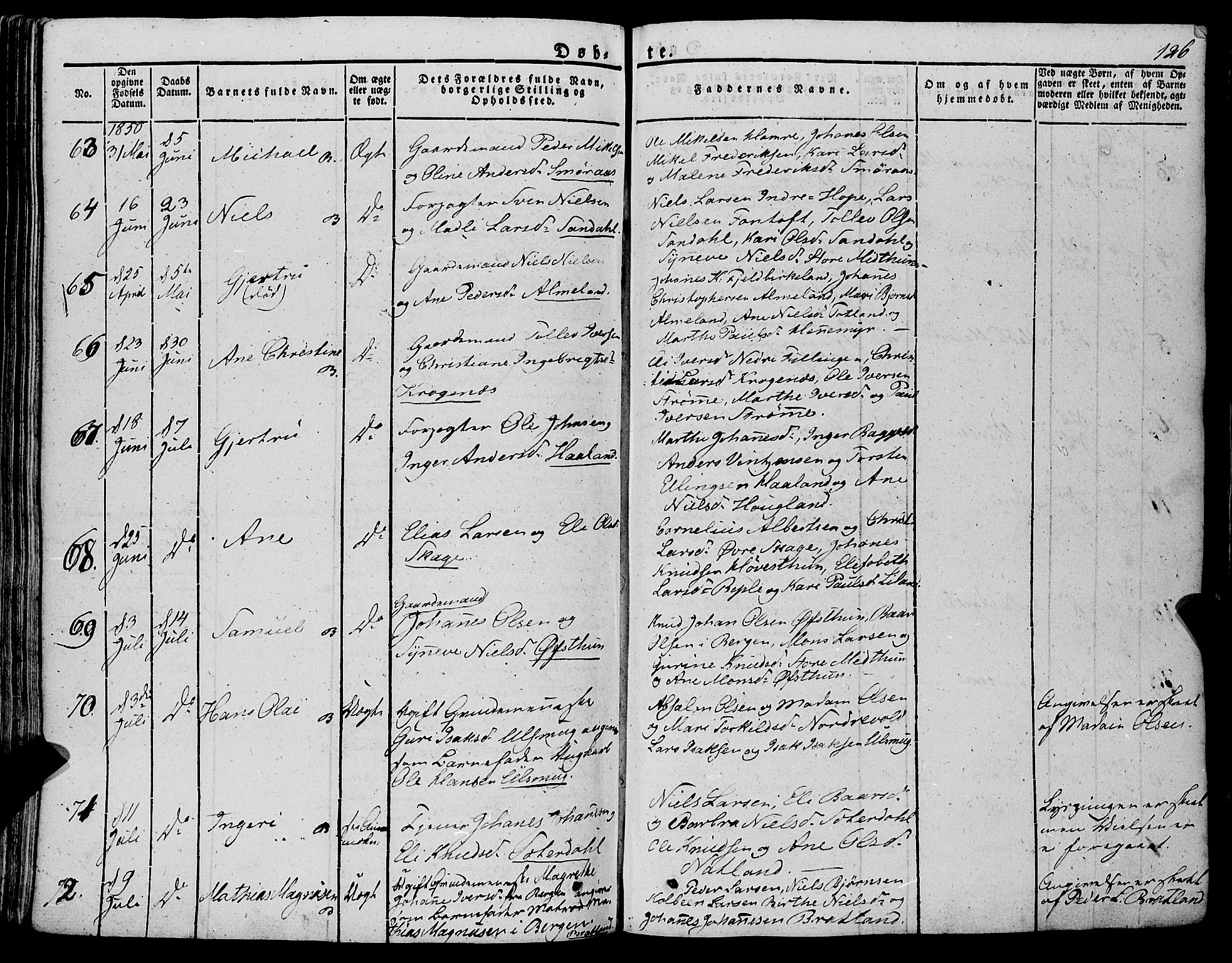 Fana Sokneprestembete, AV/SAB-A-75101/H/Haa/Haaa/L0008: Parish register (official) no. A 8, 1829-1851, p. 126