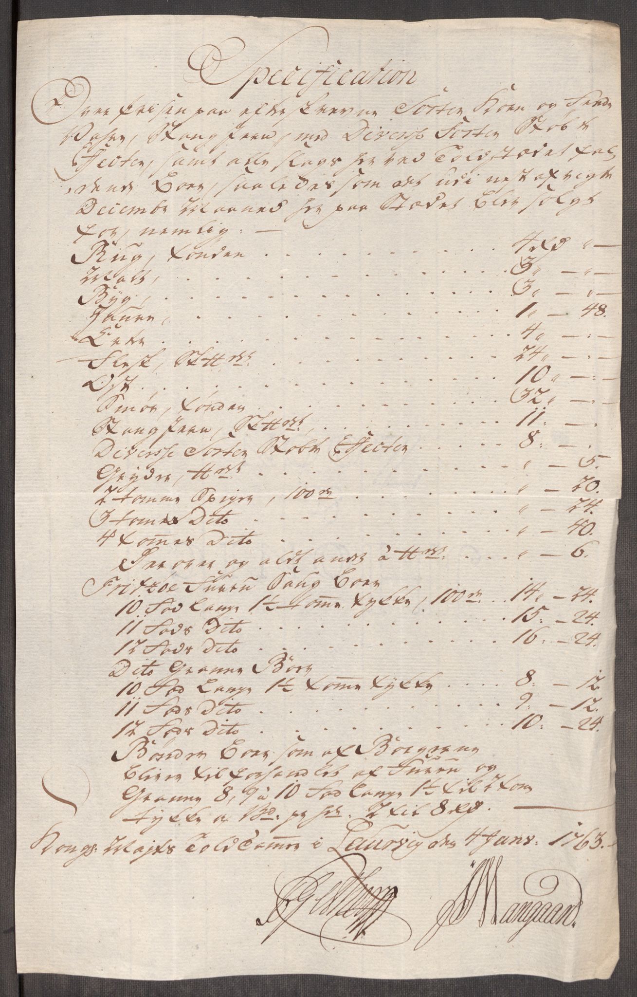 Rentekammeret inntil 1814, Realistisk ordnet avdeling, RA/EA-4070/Oe/L0007: [Ø1]: Priskuranter, 1761-1763, p. 437
