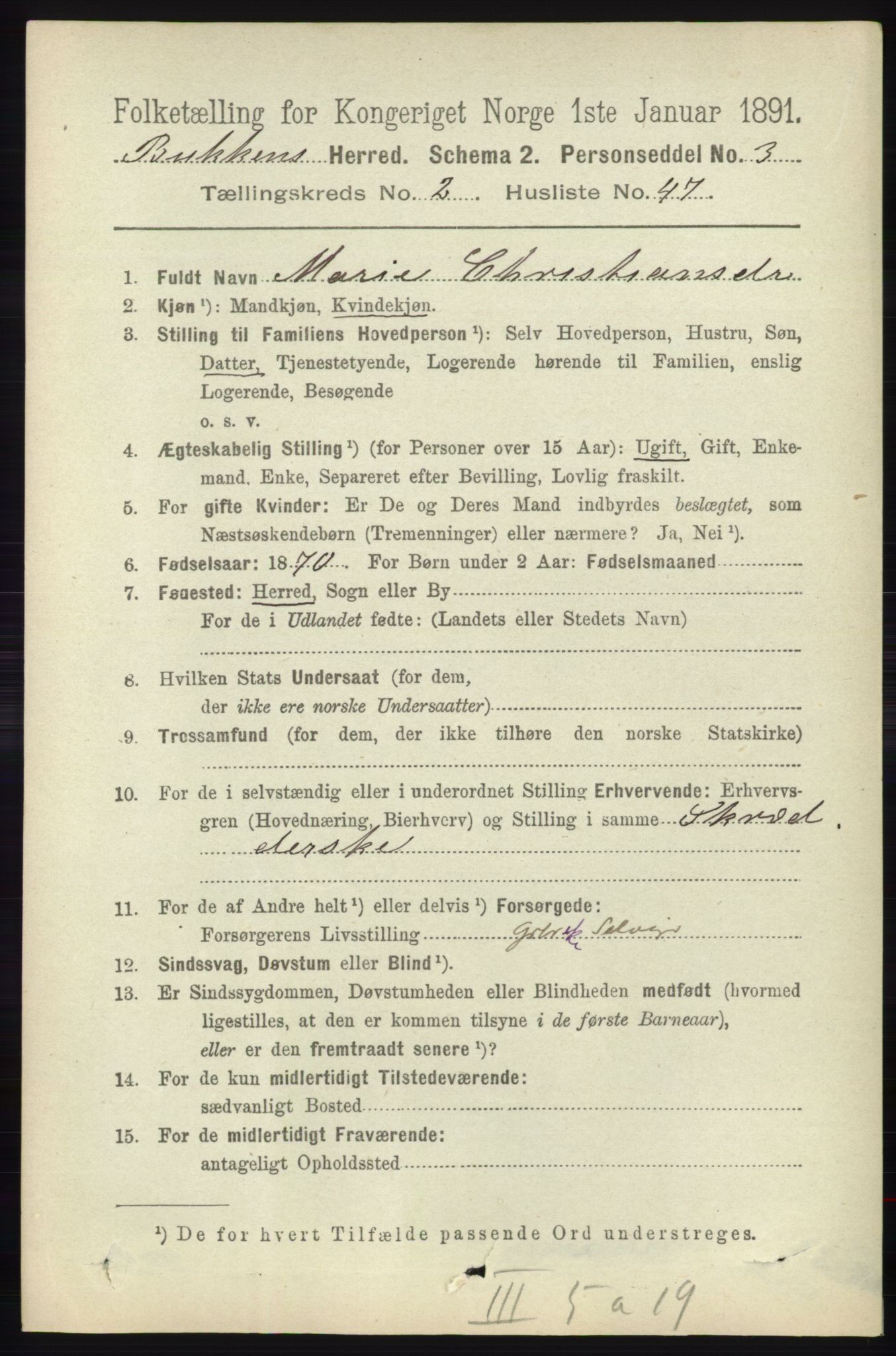 RA, 1891 census for 1145 Bokn, 1891, p. 588