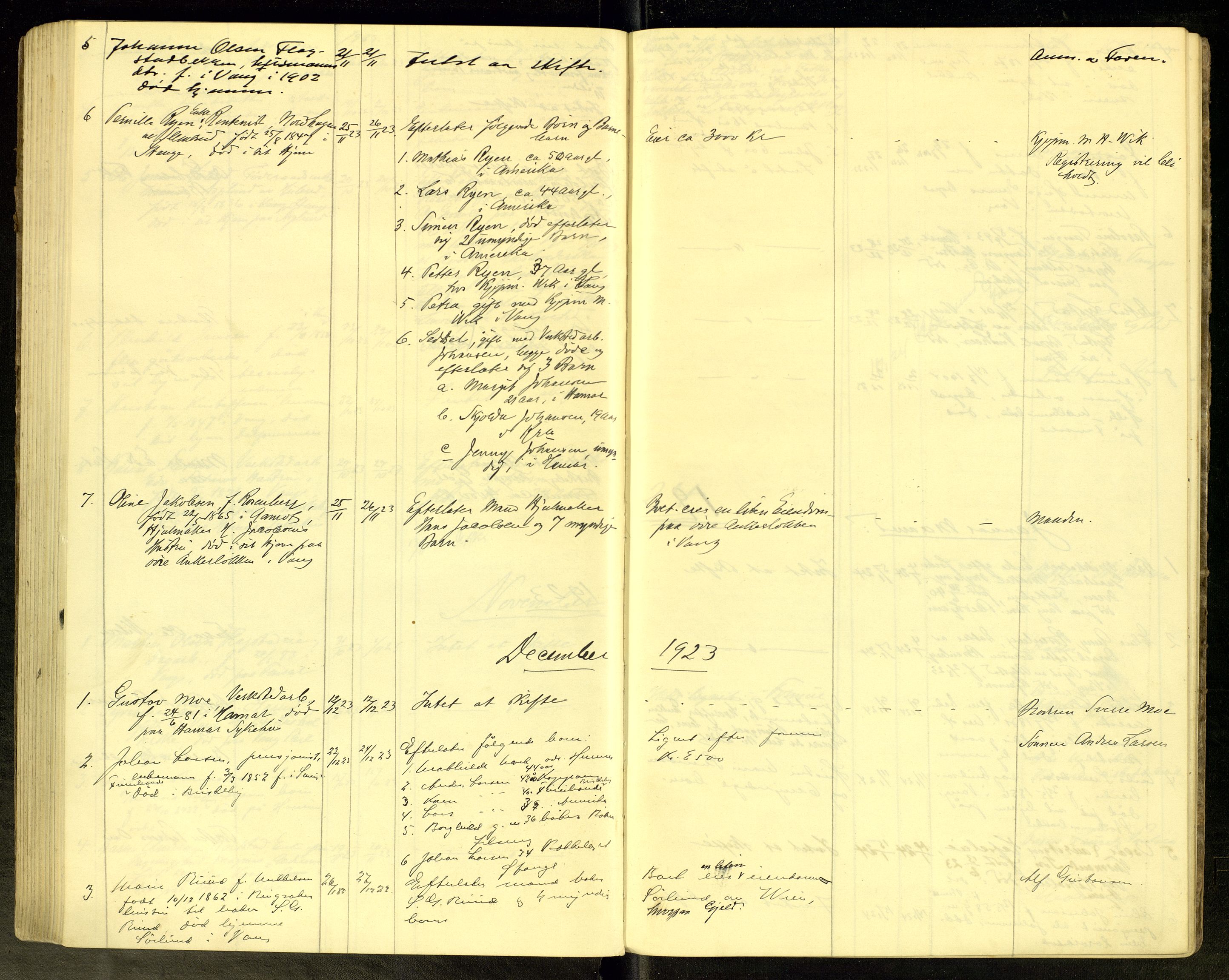 Vang, Hedmark, lensmannskontor, AV/SAH-LHV-018/H/Ha/L0007: Dødsfallsprotokoll, 1915-1925