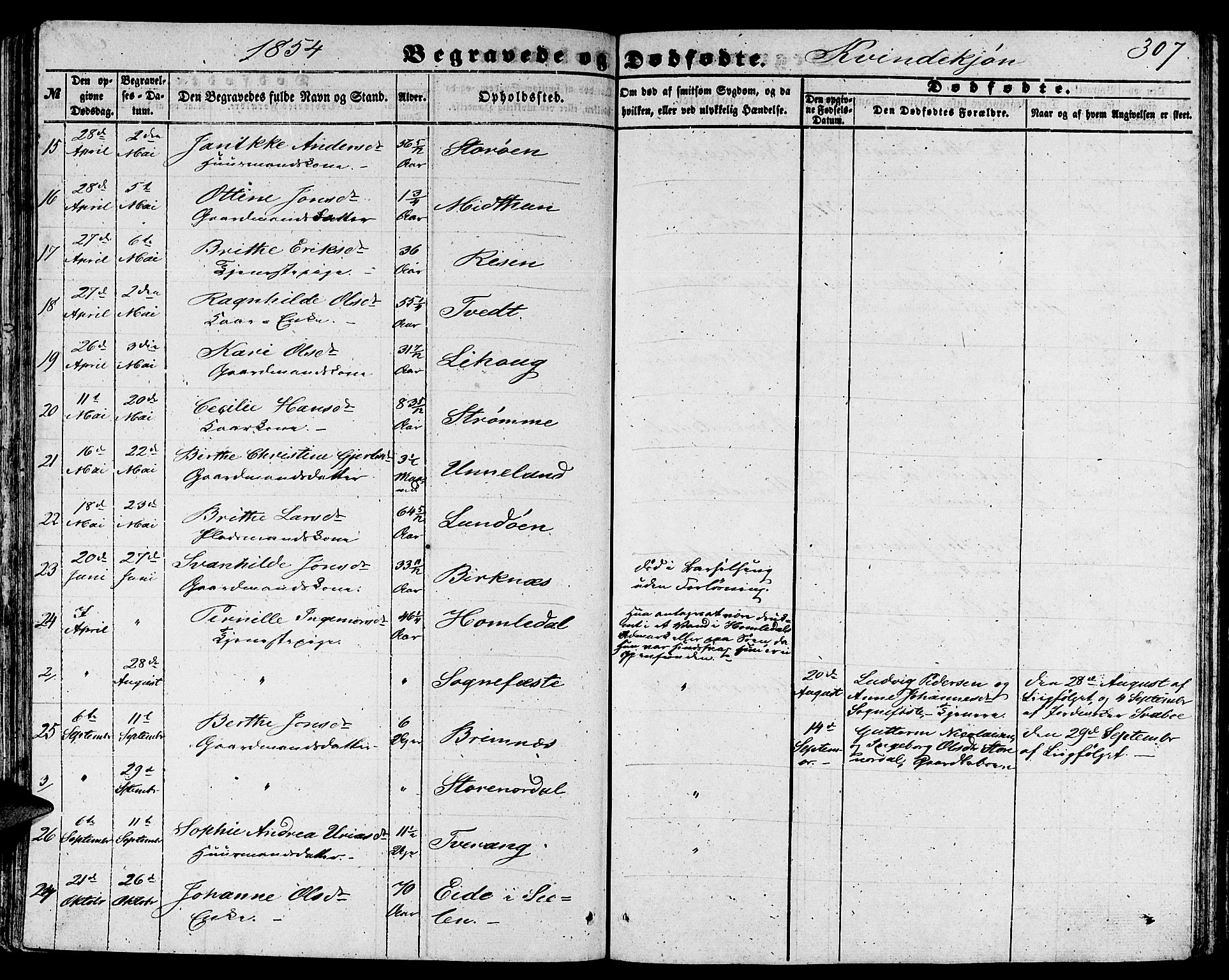 Gulen sokneprestembete, SAB/A-80201/H/Hab/Habb/L0001: Parish register (copy) no. B 1, 1854-1866, p. 307