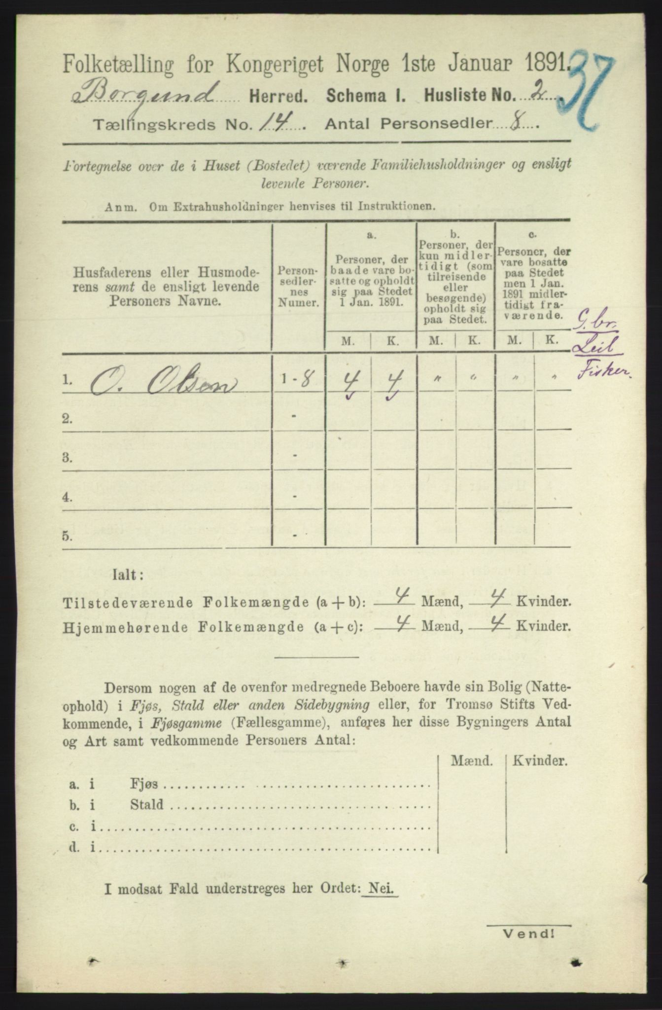 RA, 1891 census for 1531 Borgund, 1891, p. 4023