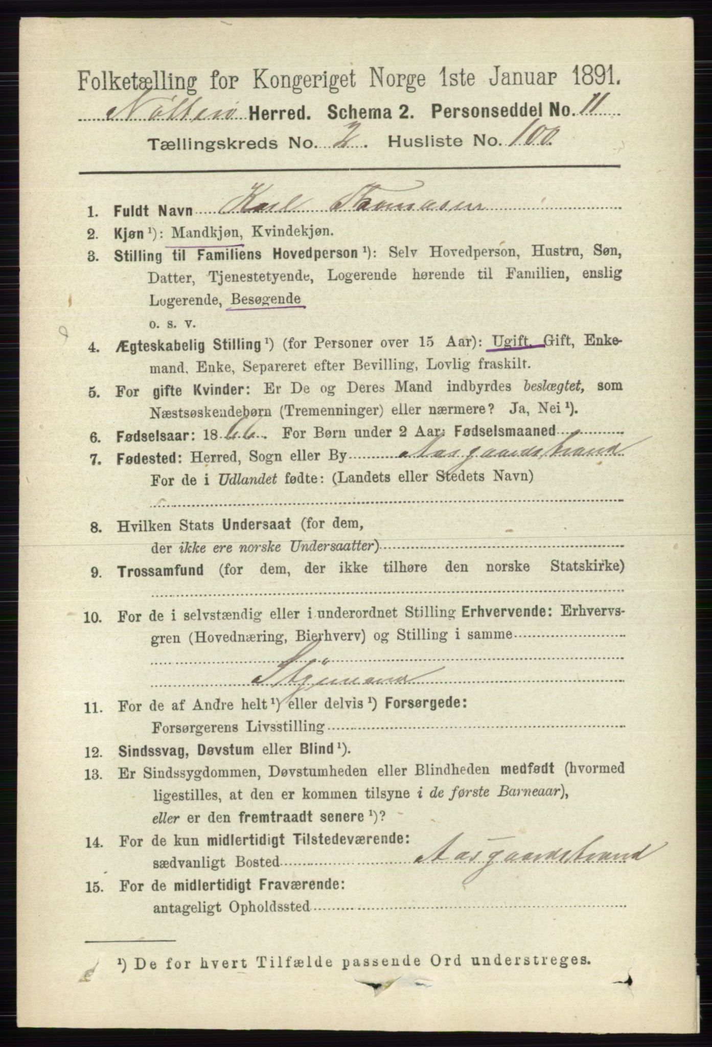 RA, 1891 census for 0722 Nøtterøy, 1891, p. 1477