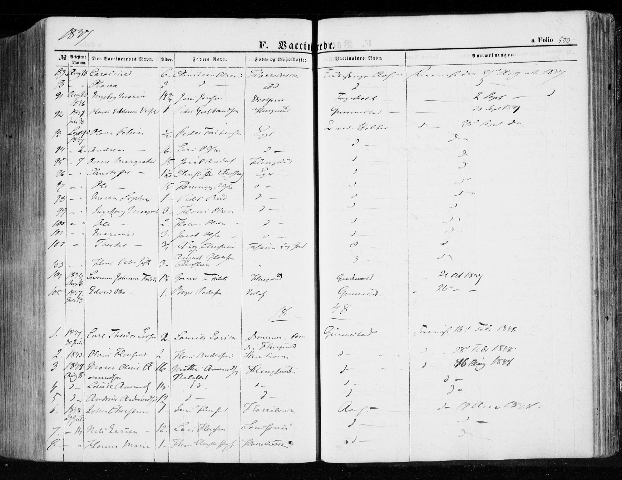 Eiker kirkebøker, SAKO/A-4/F/Fa/L0014: Parish register (official) no. I 14, 1846-1854, p. 500