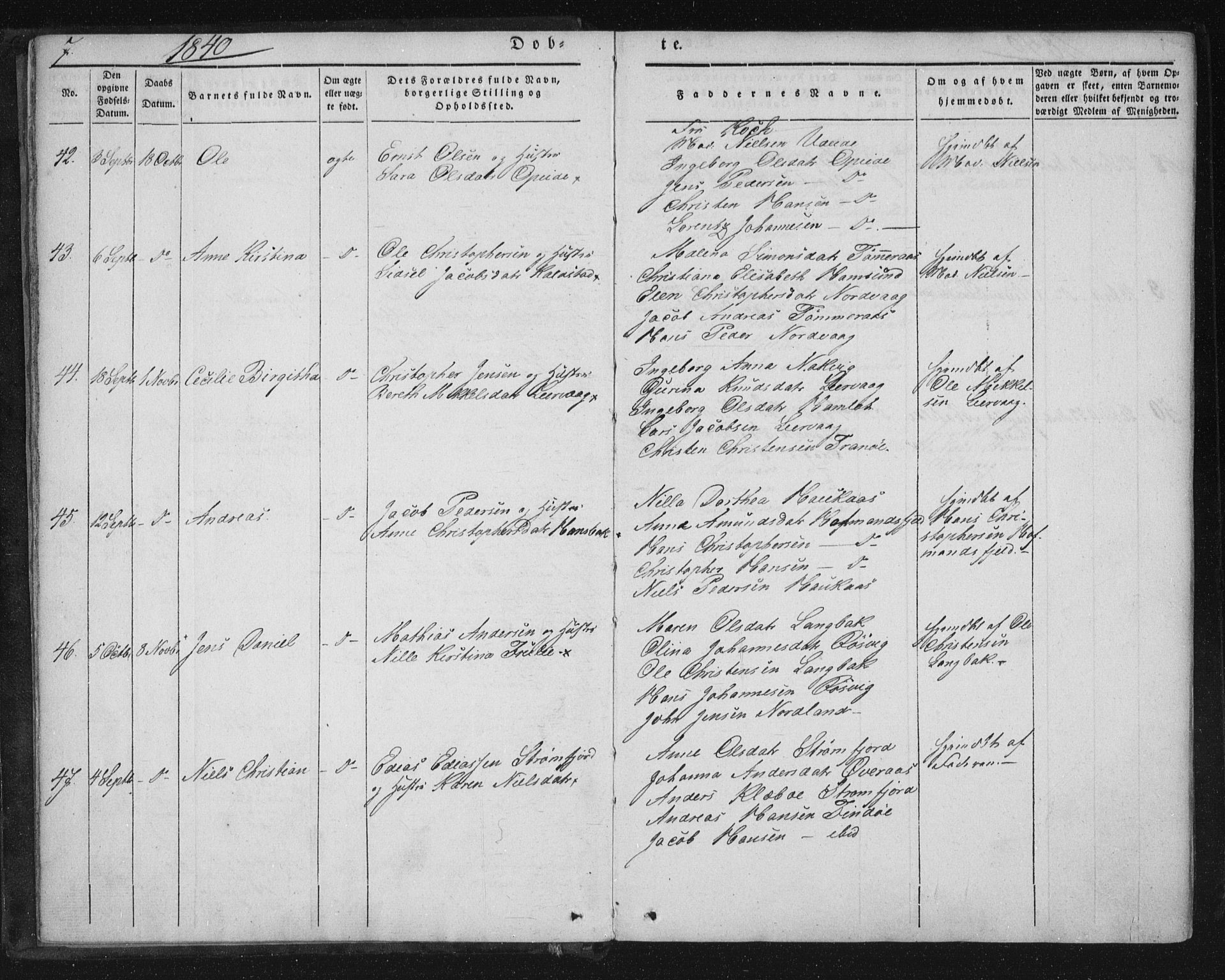 Ministerialprotokoller, klokkerbøker og fødselsregistre - Nordland, AV/SAT-A-1459/859/L0843: Parish register (official) no. 859A03, 1840-1848, p. 7