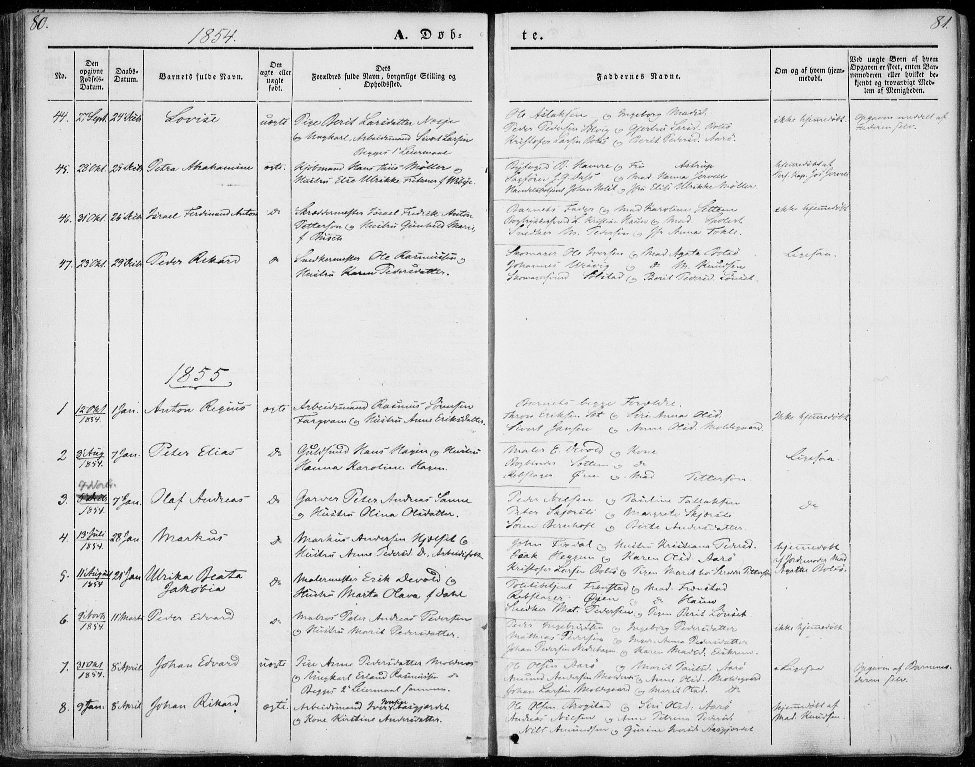 Ministerialprotokoller, klokkerbøker og fødselsregistre - Møre og Romsdal, SAT/A-1454/558/L0689: Parish register (official) no. 558A03, 1843-1872, p. 80-81
