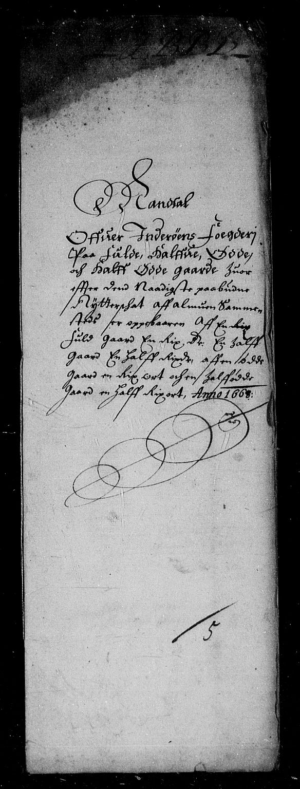 Rentekammeret inntil 1814, Reviderte regnskaper, Stiftamtstueregnskaper, Trondheim stiftamt og Nordland amt, RA/EA-6044/R/Rd/L0025: Trondheim stiftamt, 1668