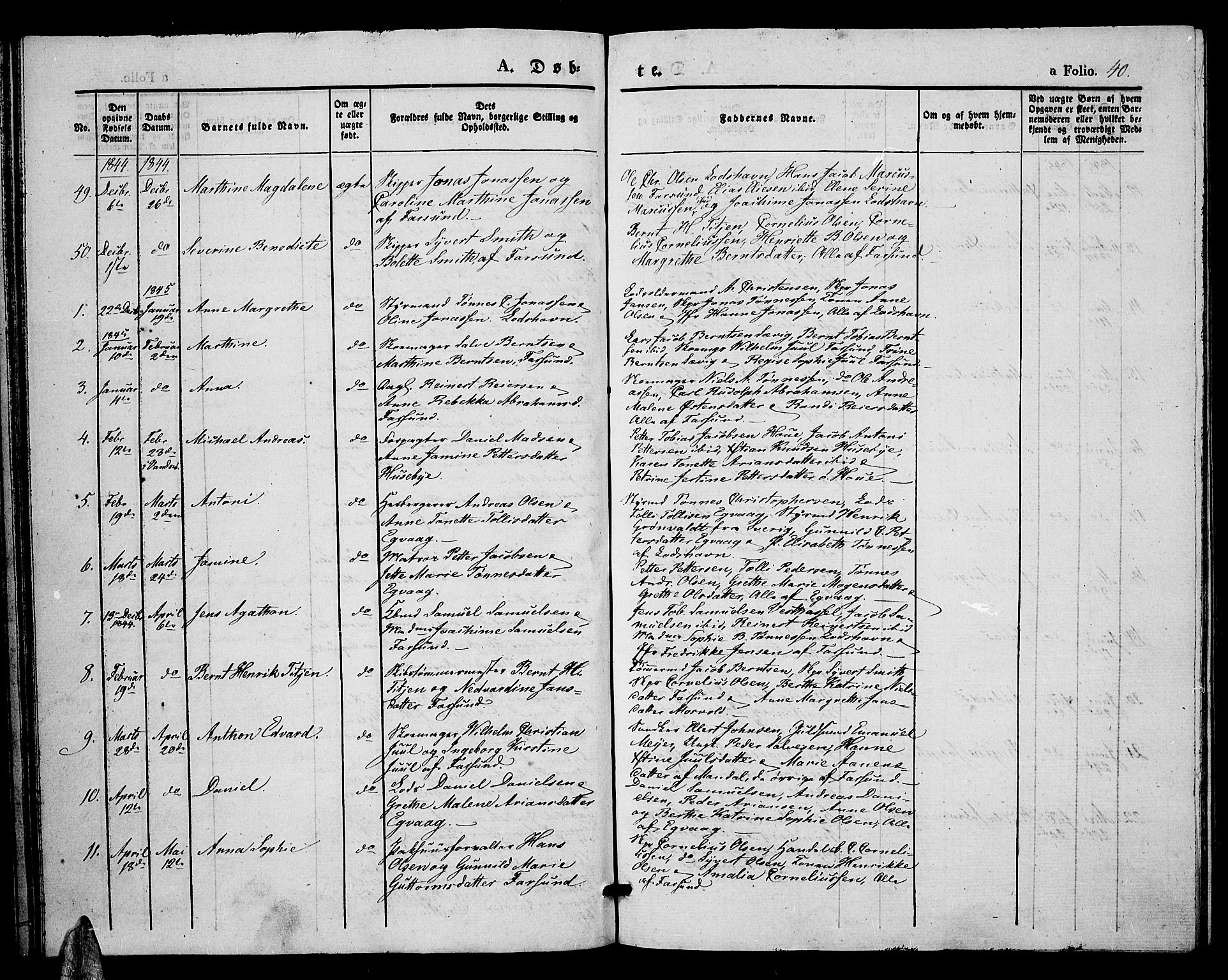 Farsund sokneprestkontor, AV/SAK-1111-0009/F/Fa/L0003: Parish register (official) no. A 3, 1836-1846, p. 40