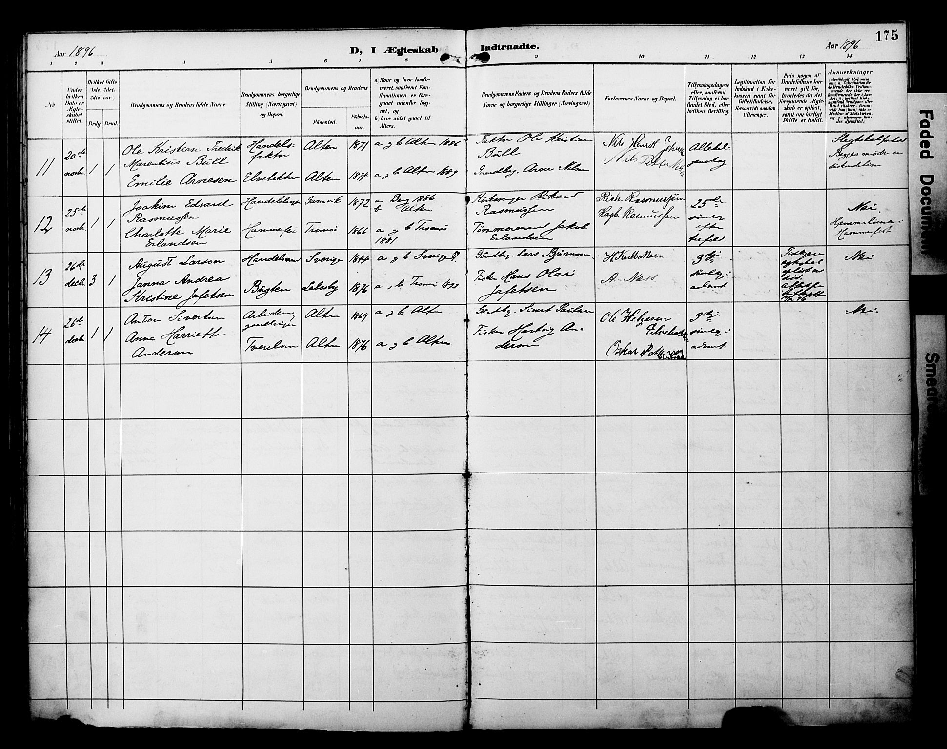 Alta sokneprestkontor, SATØ/S-1338/H/Ha/L0003.kirke: Parish register (official) no. 3, 1892-1904, p. 175