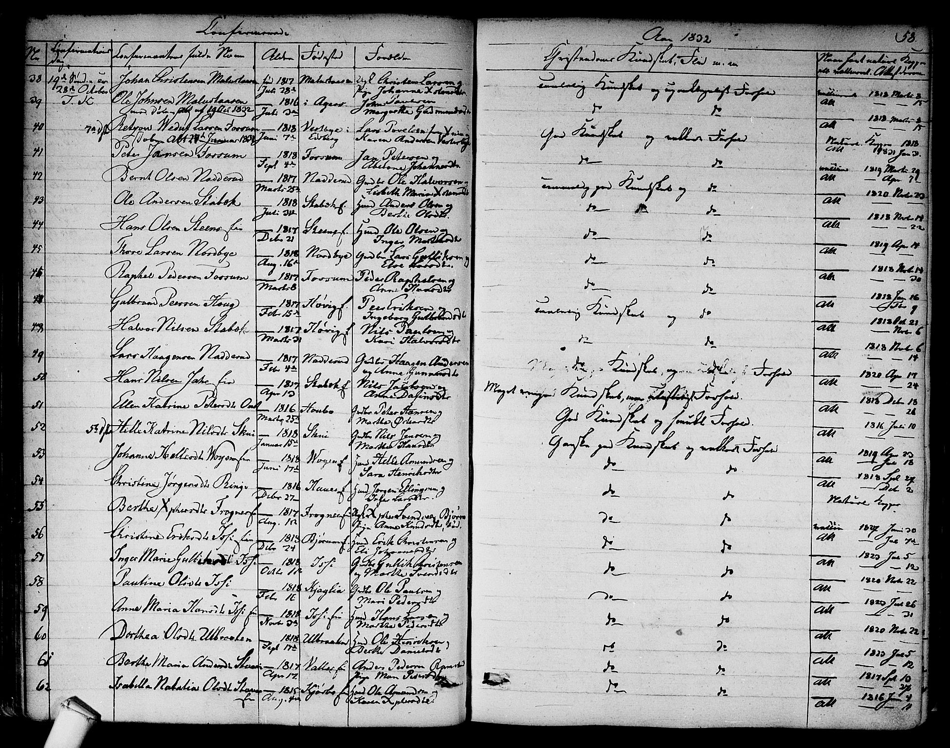 Asker prestekontor Kirkebøker, AV/SAO-A-10256a/F/Fa/L0009: Parish register (official) no. I 9, 1825-1878, p. 58