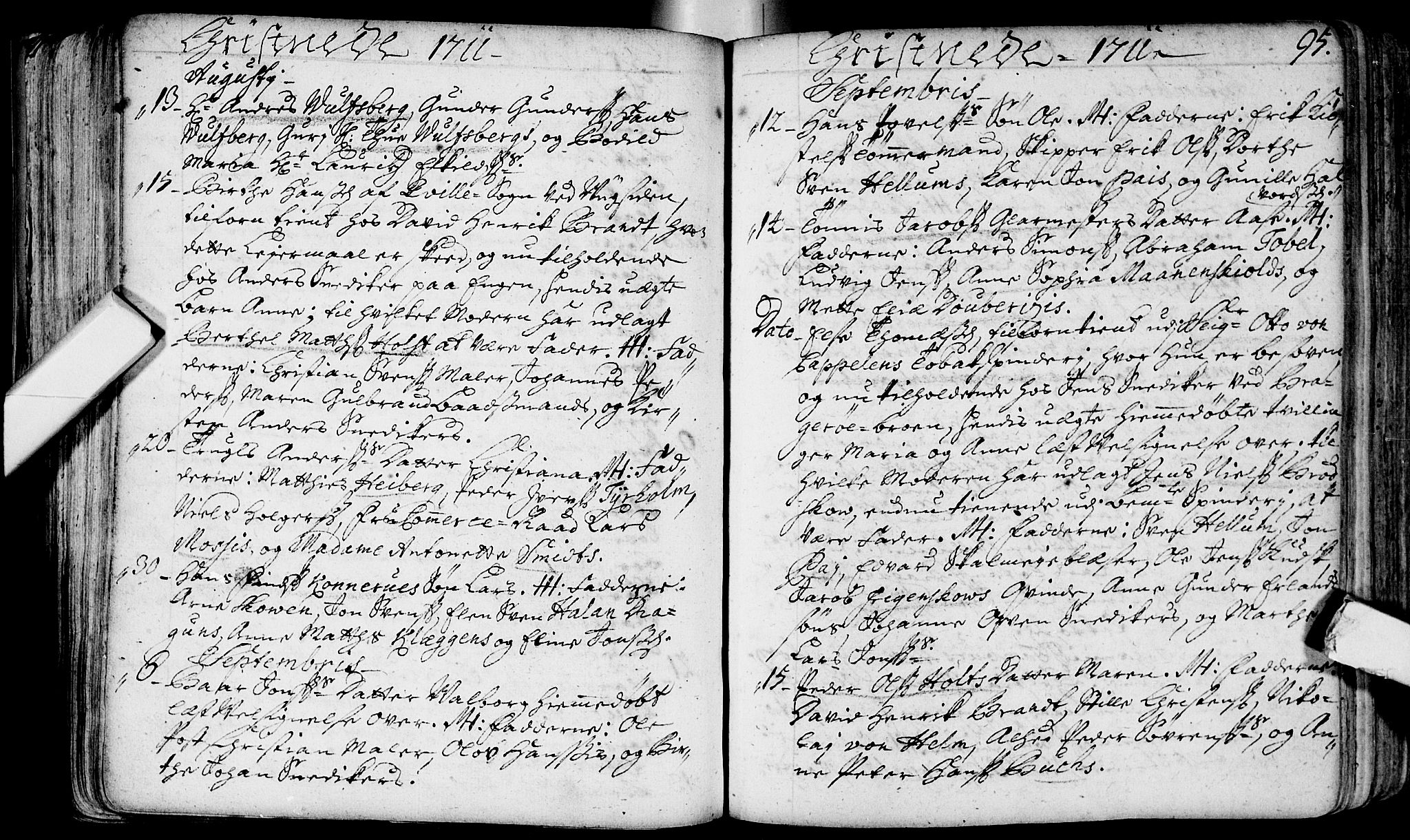 Bragernes kirkebøker, AV/SAKO-A-6/F/Fa/L0003: Parish register (official) no. I 3, 1706-1734, p. 95