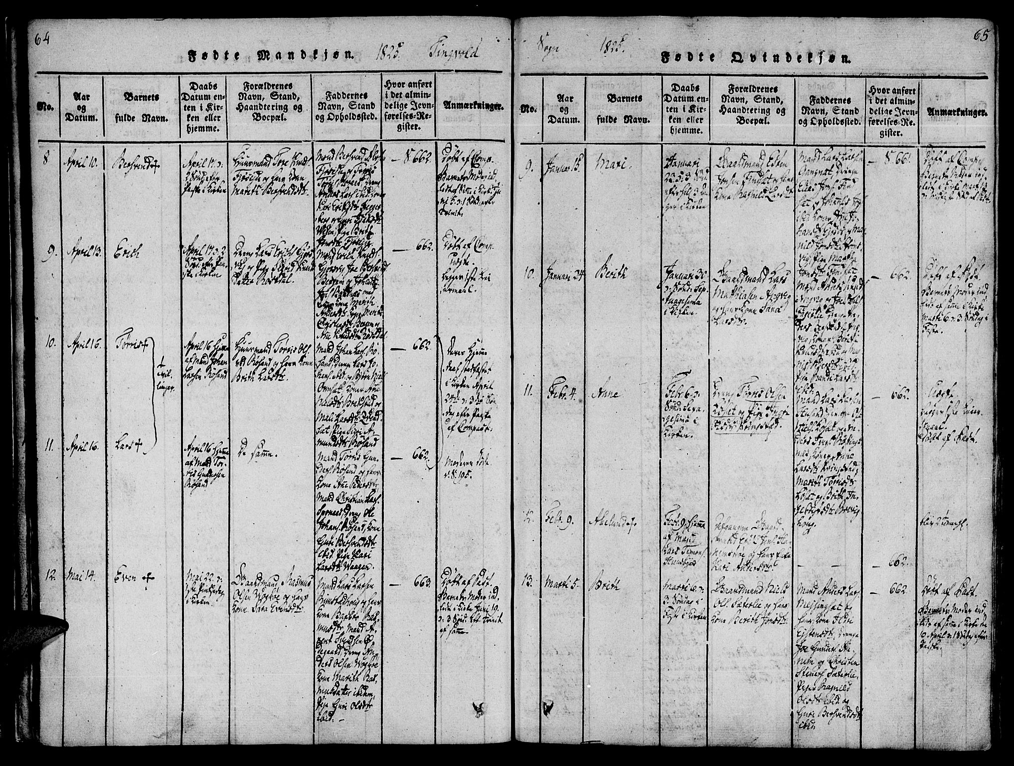 Ministerialprotokoller, klokkerbøker og fødselsregistre - Møre og Romsdal, SAT/A-1454/586/L0982: Parish register (official) no. 586A08, 1819-1829, p. 64-65