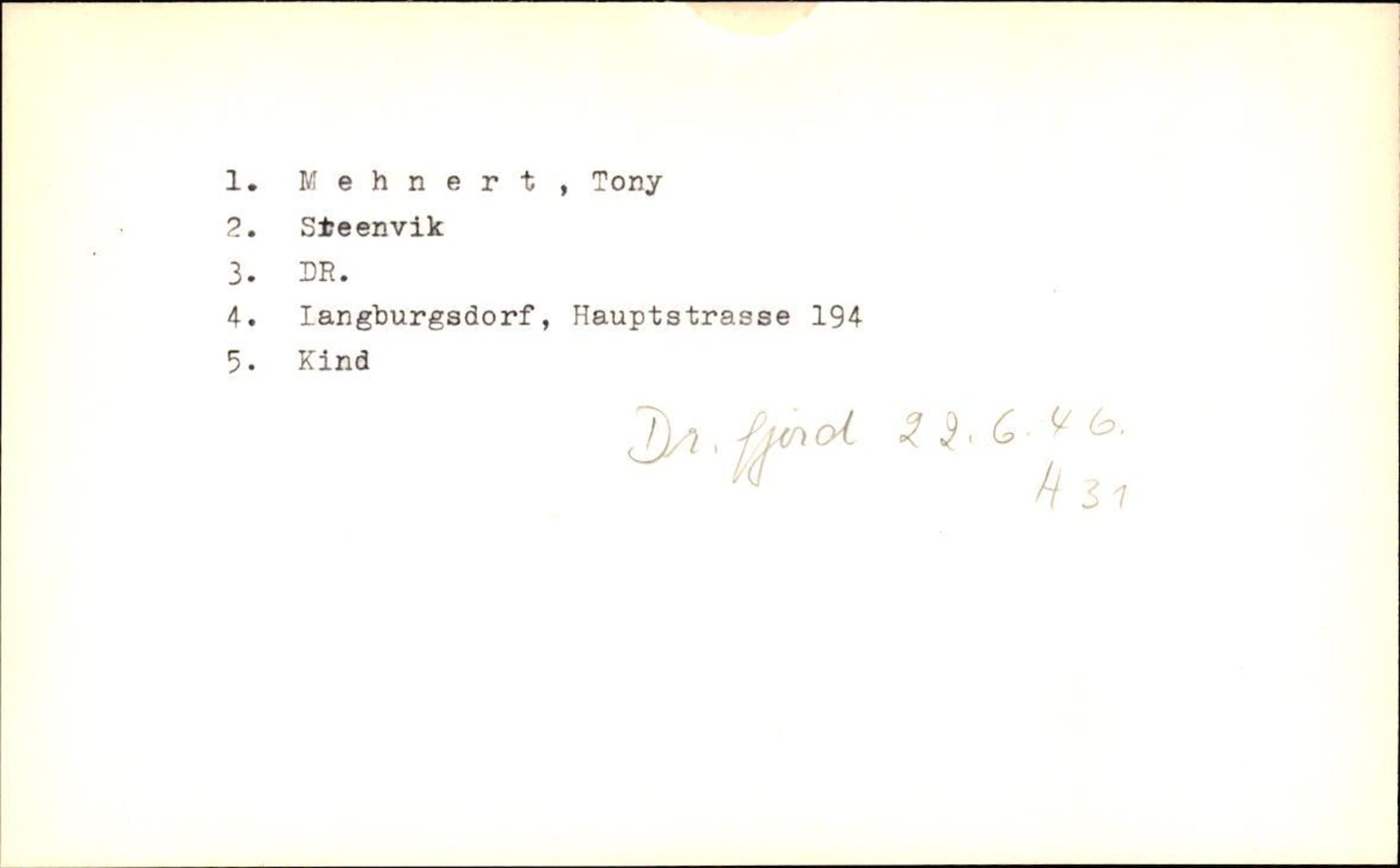 Hjemsendte tyskere , AV/RA-RAFA-6487/D/Db/L0019: Medrow-Mulsow, 1945-1947, p. 33