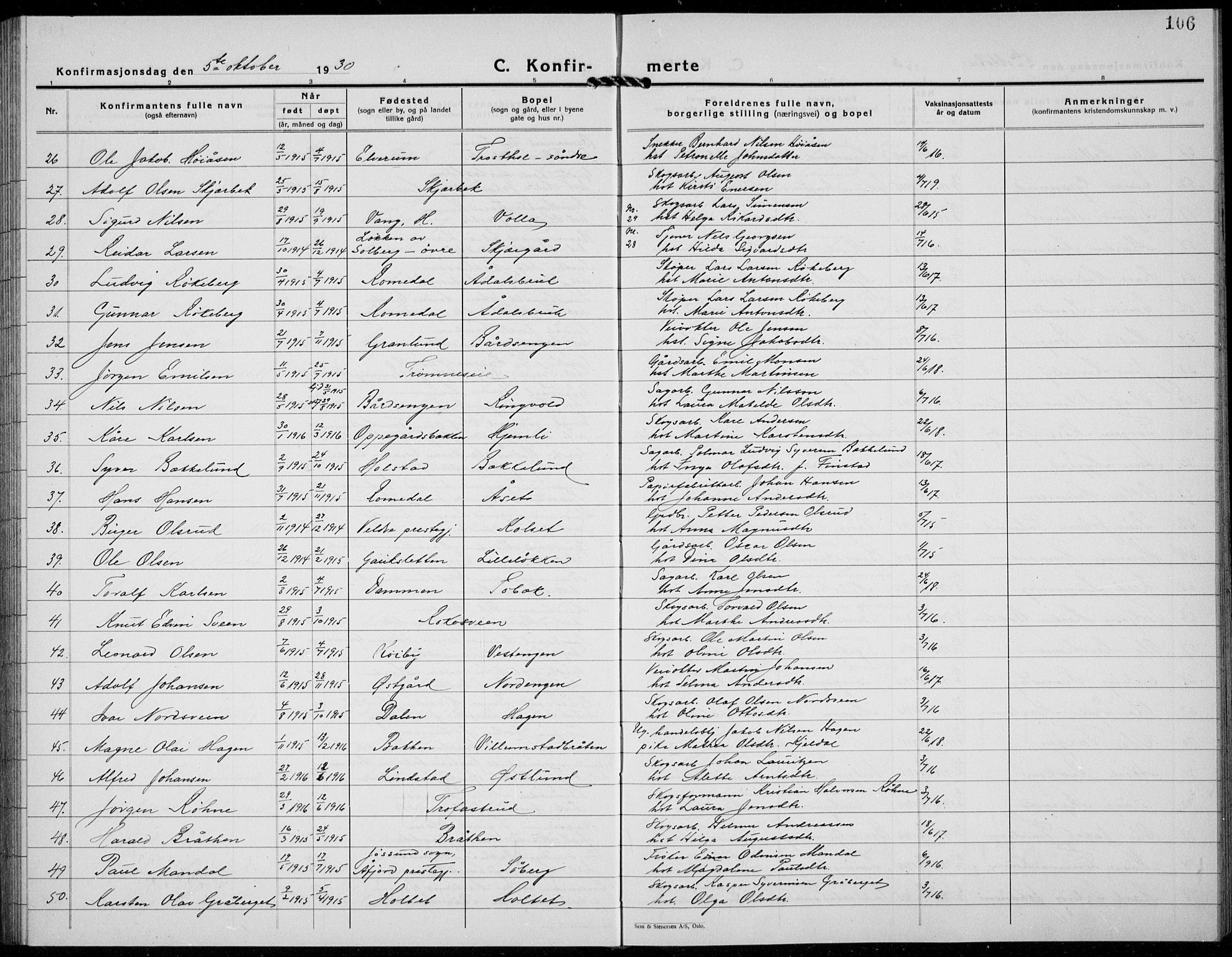 Løten prestekontor, AV/SAH-PREST-022/L/La/L0009: Parish register (copy) no. 9, 1930-1939, p. 106