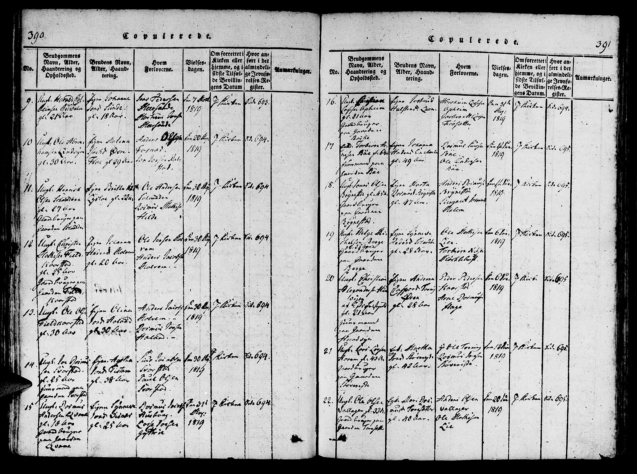 Innvik sokneprestembete, AV/SAB-A-80501: Parish register (official) no. A 2, 1816-1821, p. 390-391