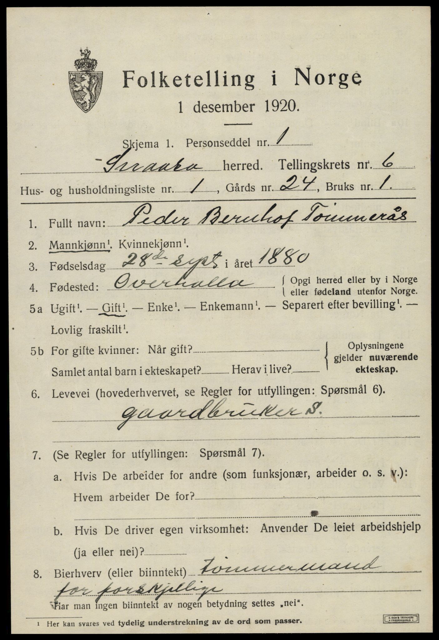 SAT, 1920 census for Snåsa, 1920, p. 2572