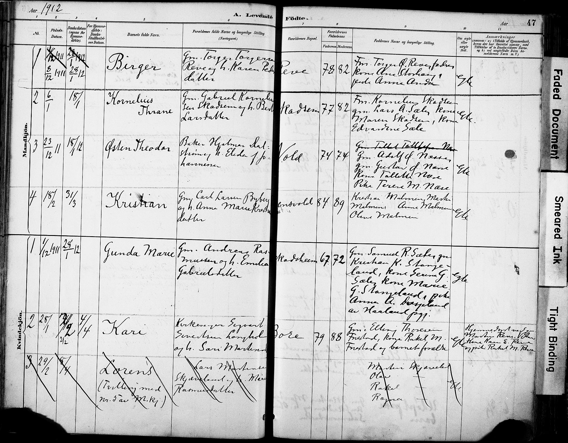 Klepp sokneprestkontor, SAST/A-101803/001/3/30BA/L0008: Parish register (official) no. A 9, 1886-1919, p. 47