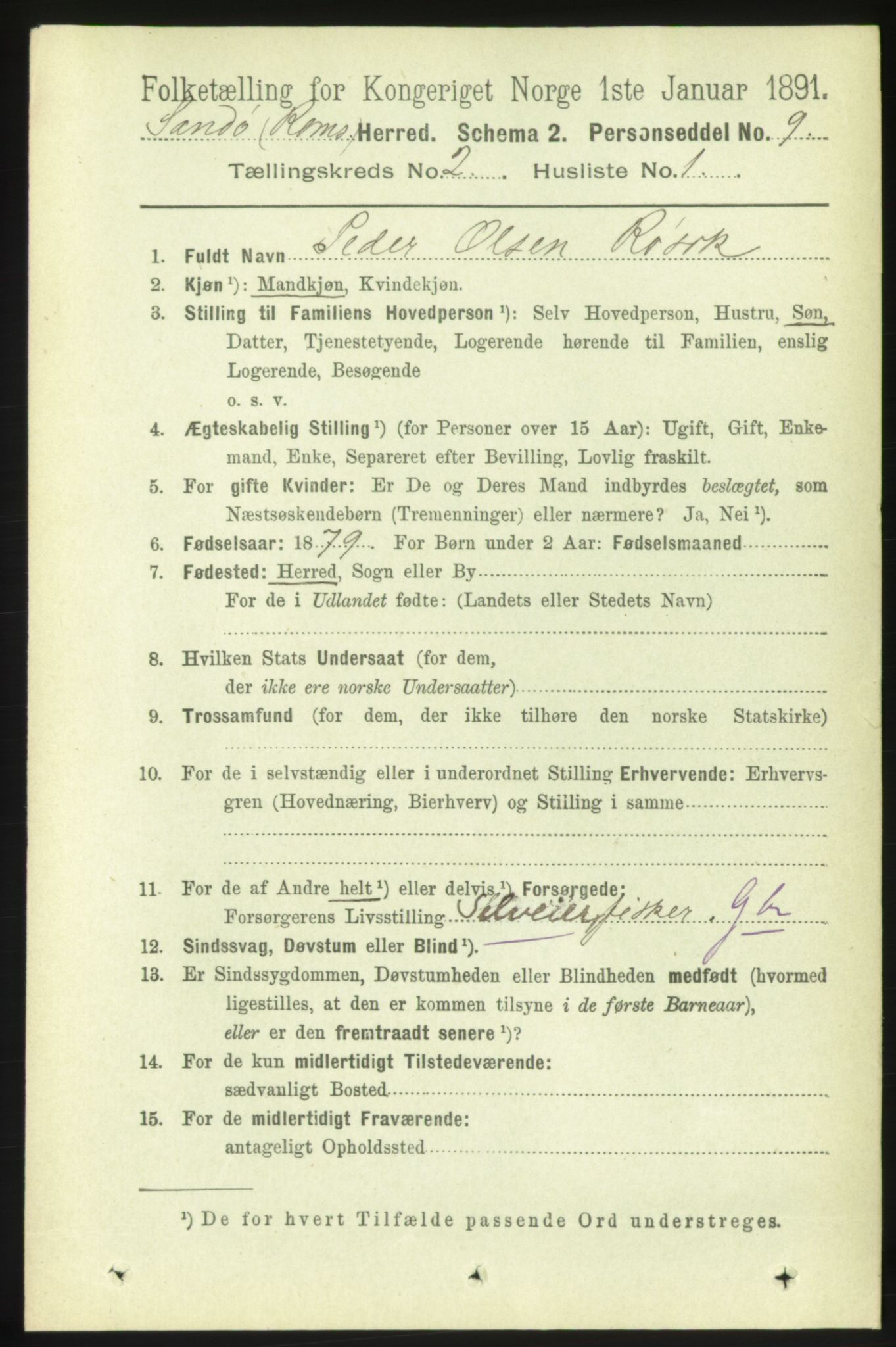 RA, 1891 census for 1546 Sandøy, 1891, p. 548