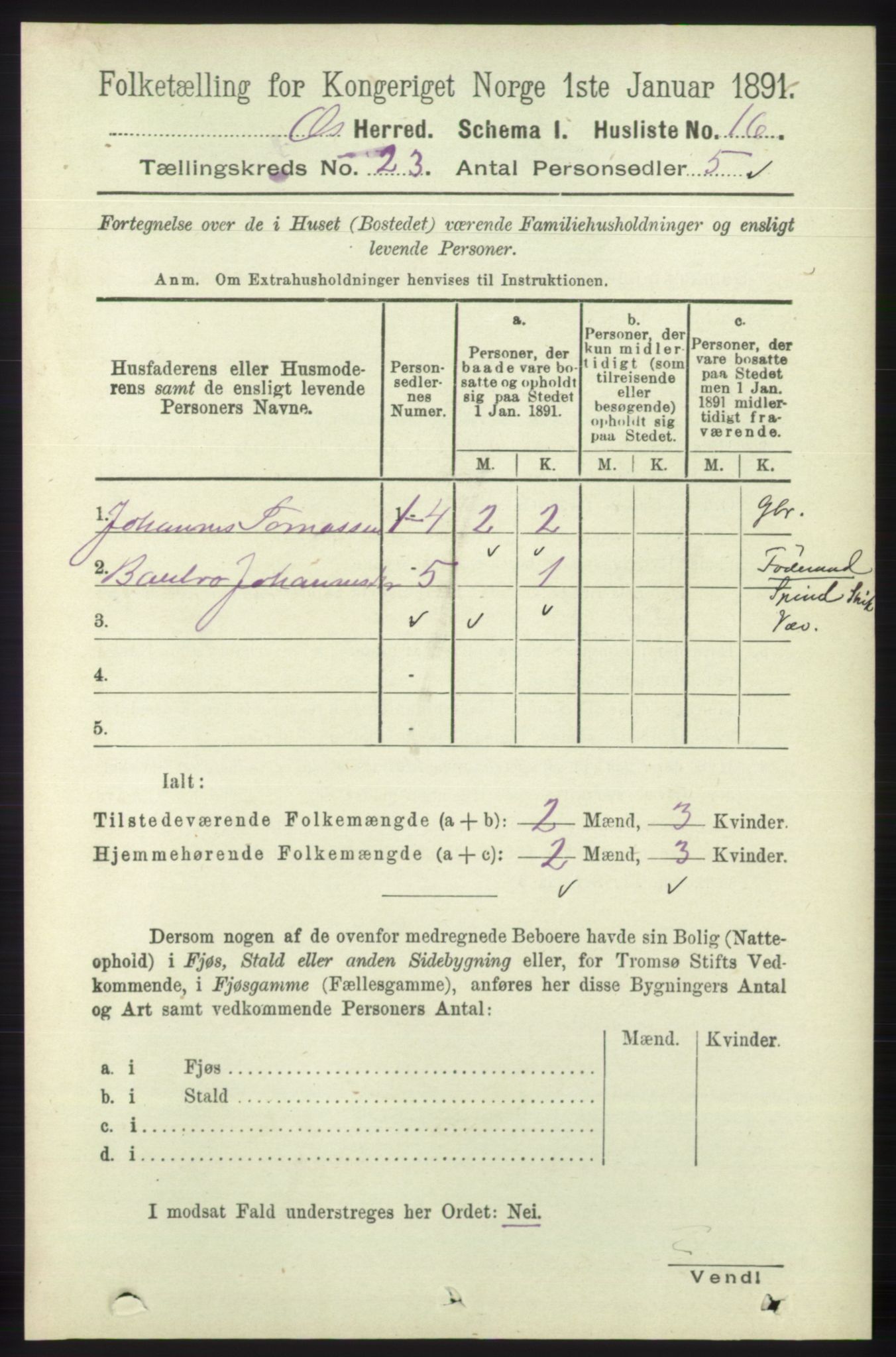 RA, 1891 census for 1243 Os, 1891, p. 5062