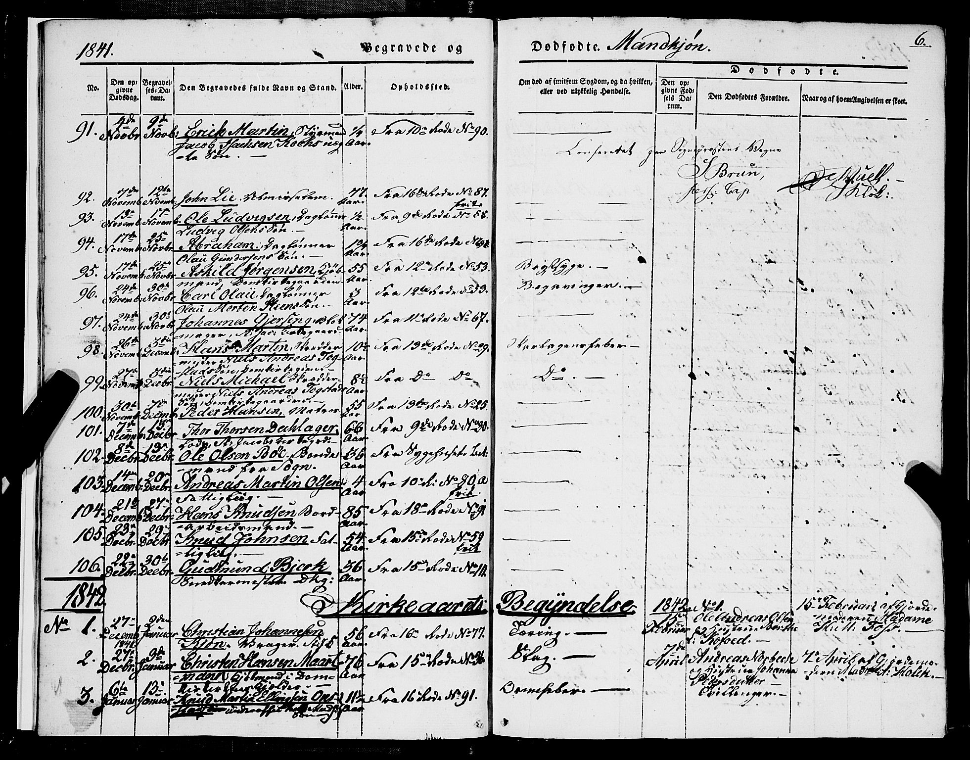 Domkirken sokneprestembete, SAB/A-74801/H/Haa/L0040: Parish register (official) no. E 1, 1841-1853, p. 6