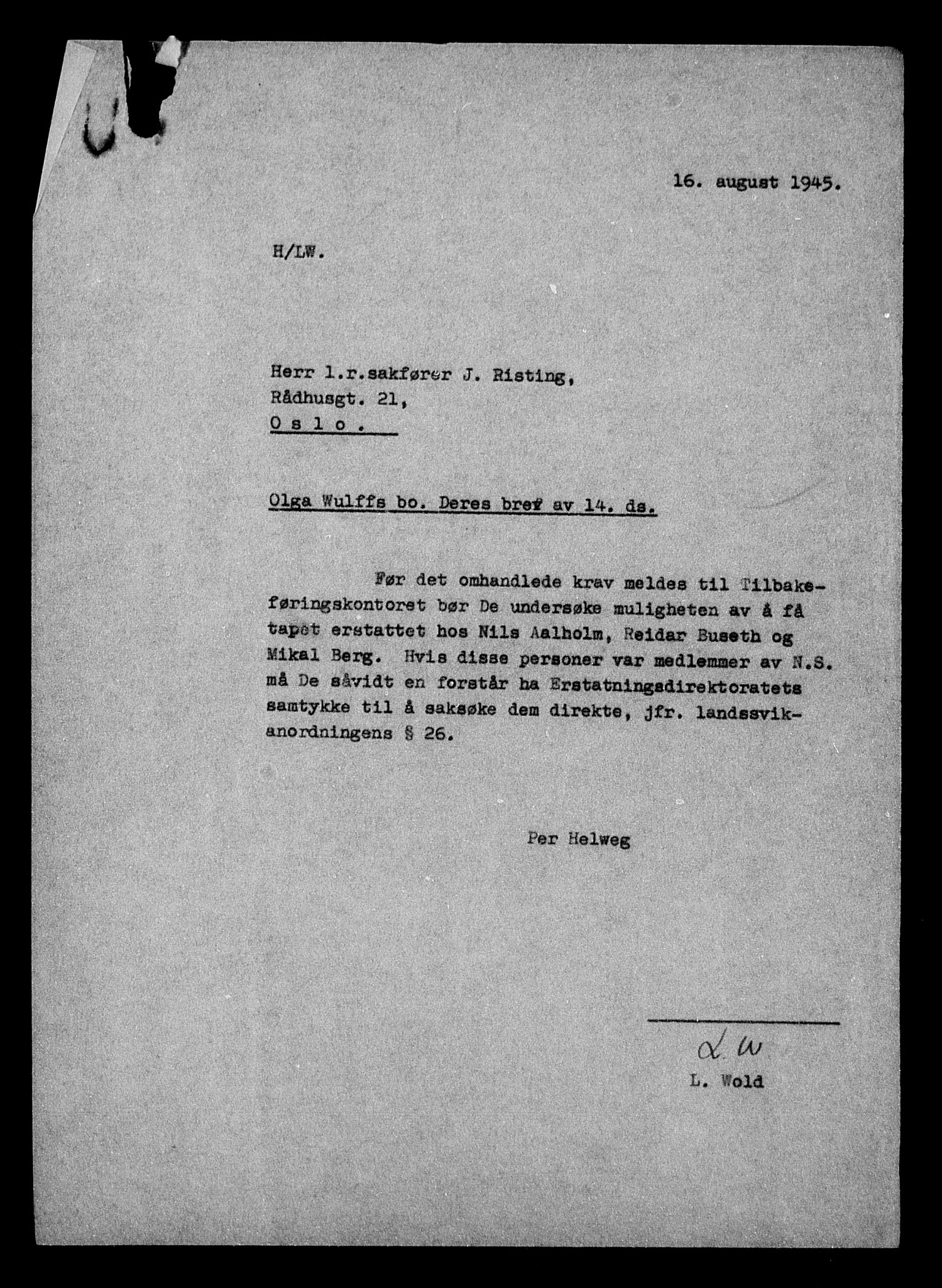 Justisdepartementet, Tilbakeføringskontoret for inndratte formuer, AV/RA-S-1564/H/Hc/Hcc/L0988: --, 1945-1947, p. 19