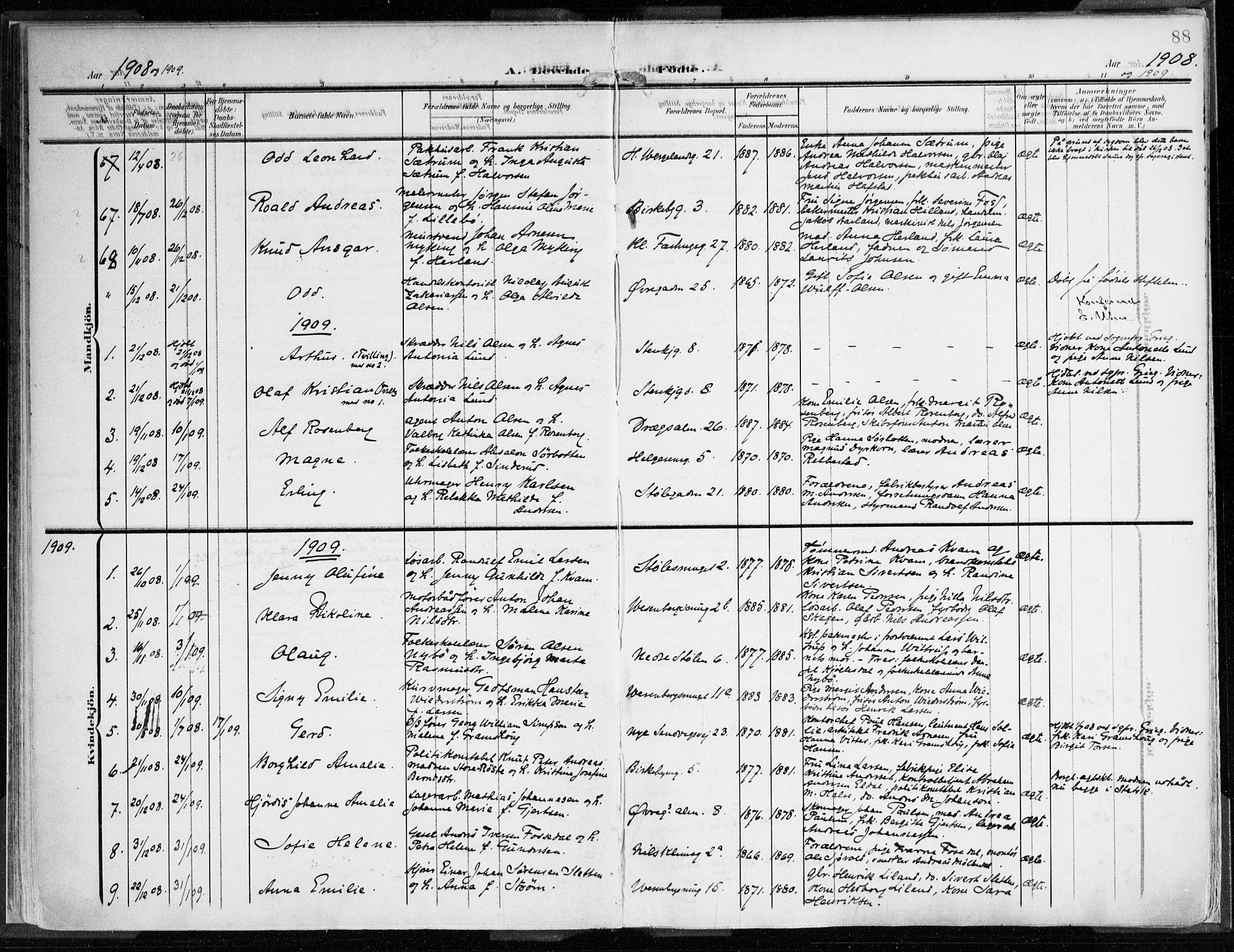 Mariakirken Sokneprestembete, SAB/A-76901/H/Haa/L0010: Parish register (official) no. B 1, 1901-1915, p. 88