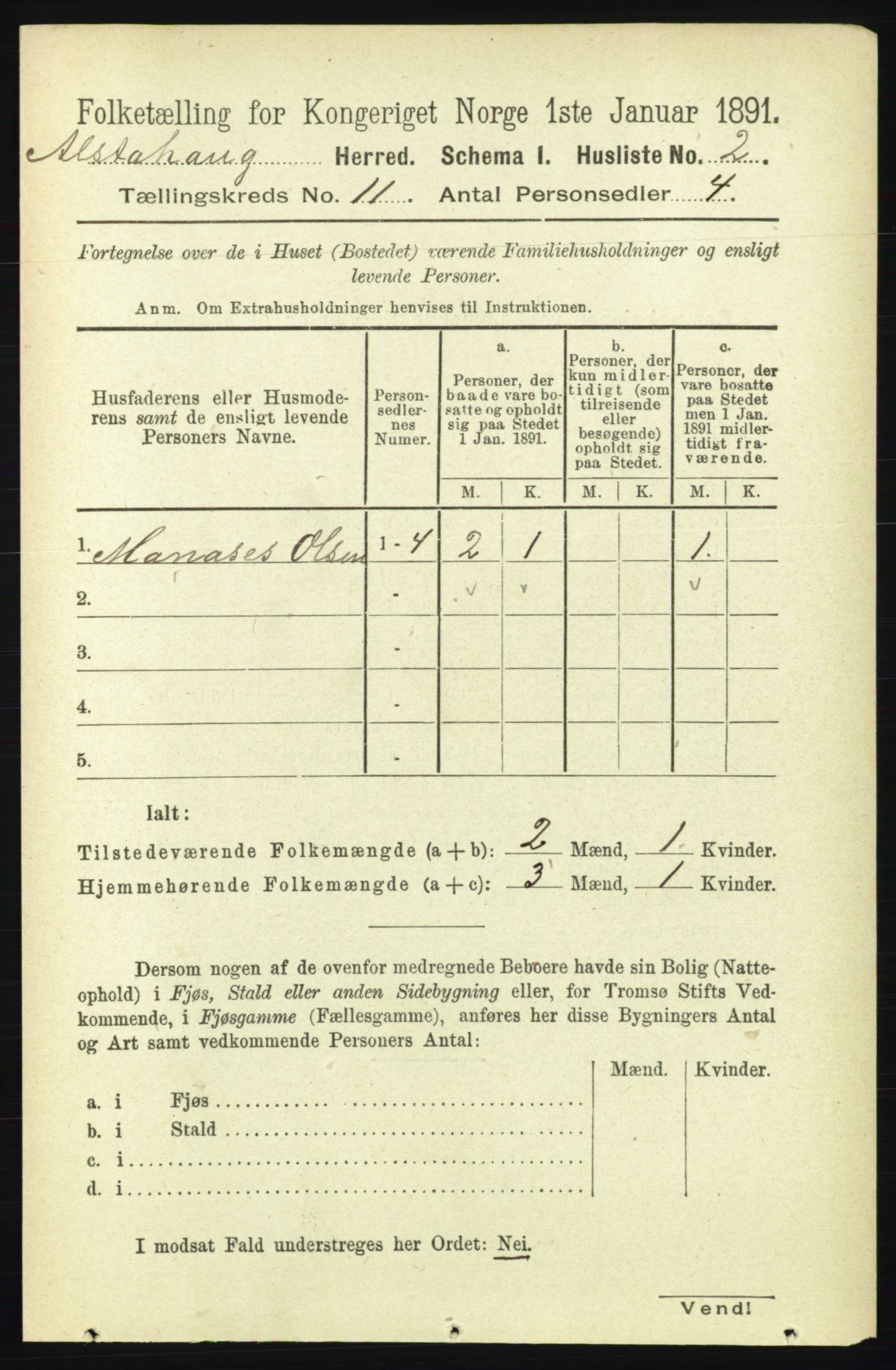 RA, 1891 census for 1820 Alstahaug, 1891, p. 3815