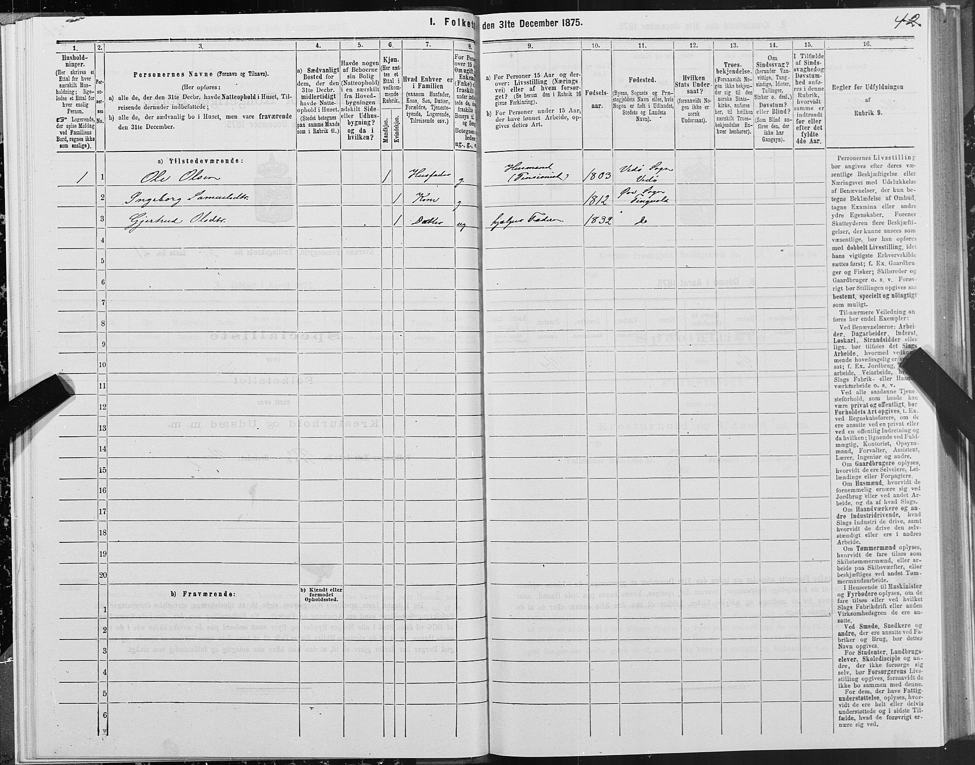 SAT, 1875 census for 1553P Kvernes, 1875, p. 3042