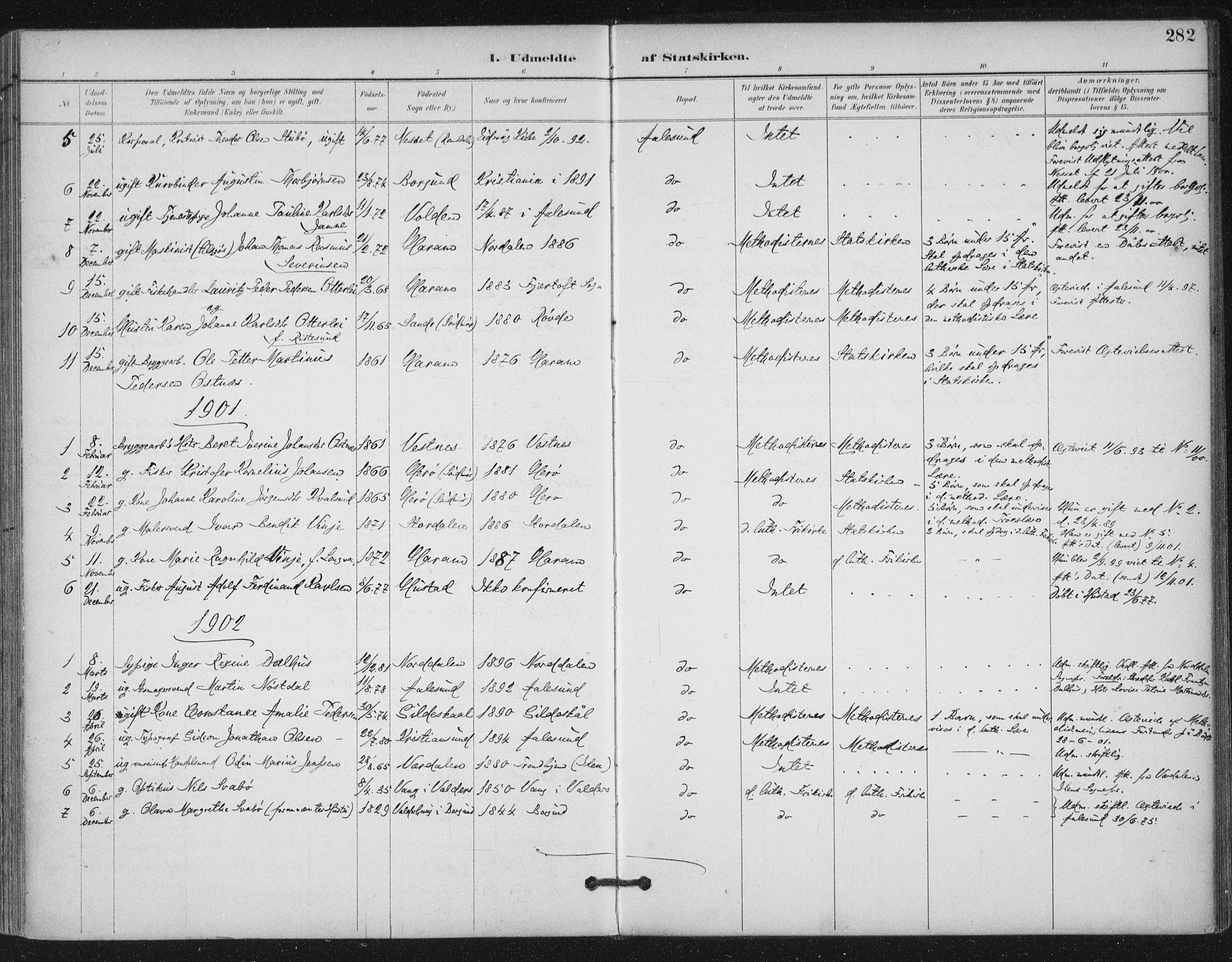 Ministerialprotokoller, klokkerbøker og fødselsregistre - Møre og Romsdal, SAT/A-1454/529/L0457: Parish register (official) no. 529A07, 1894-1903, p. 282