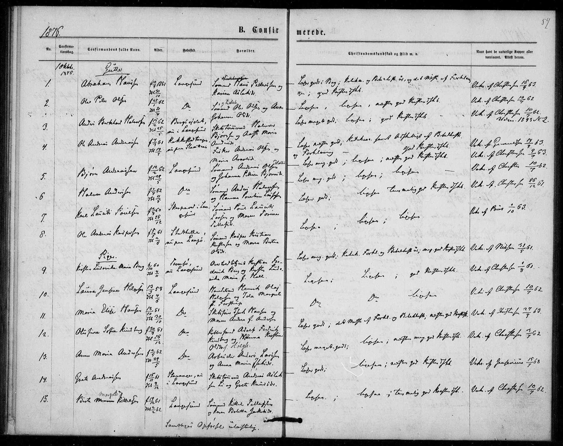 Langesund kirkebøker, SAKO/A-280/F/Fa/L0001: Parish register (official) no. 1, 1870-1877, p. 59